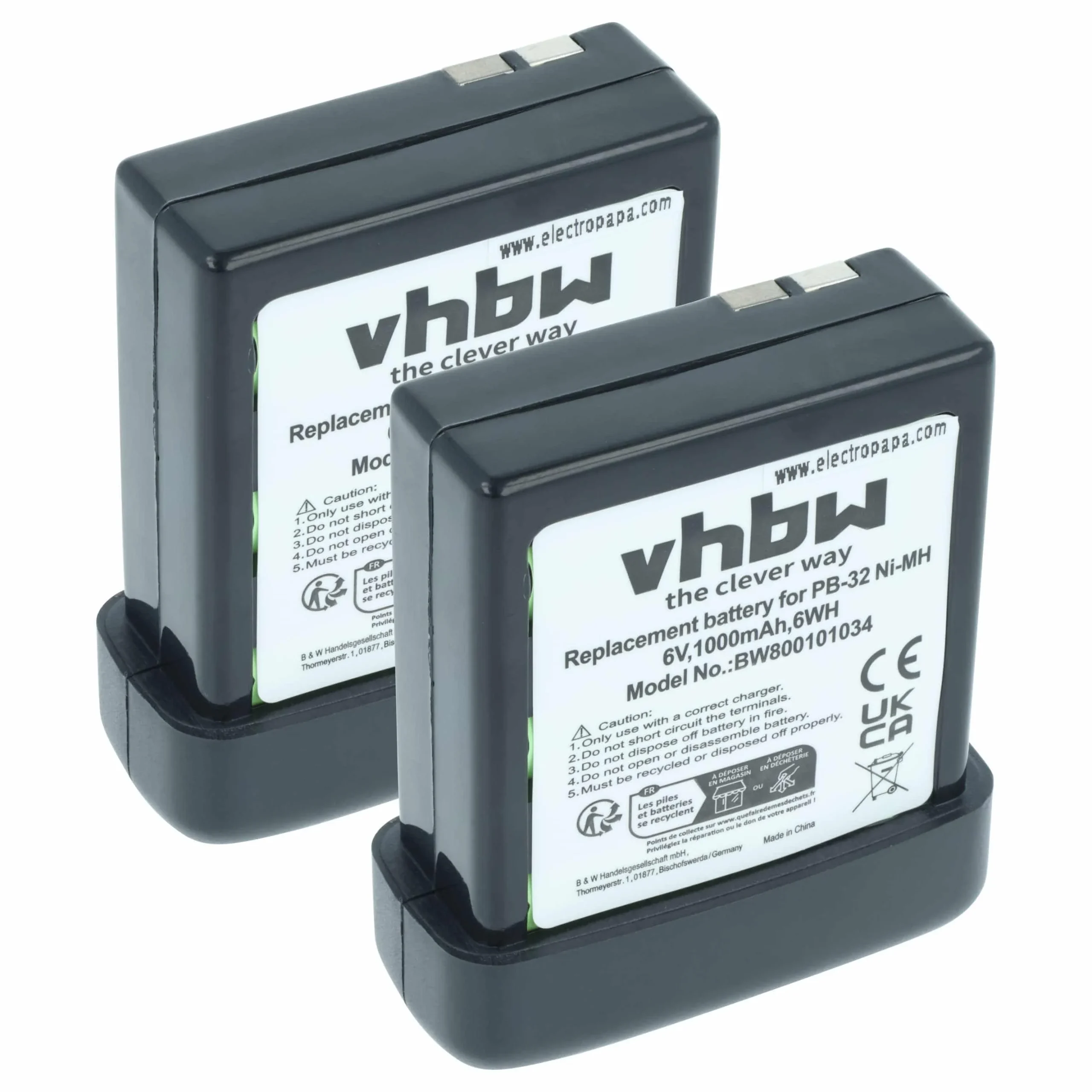 2x Batteries remplace Kenwood PB-32, PB-32H, PB-33 pour radio talkie-walkie Kenwood- 1000mAh 6V NiMH