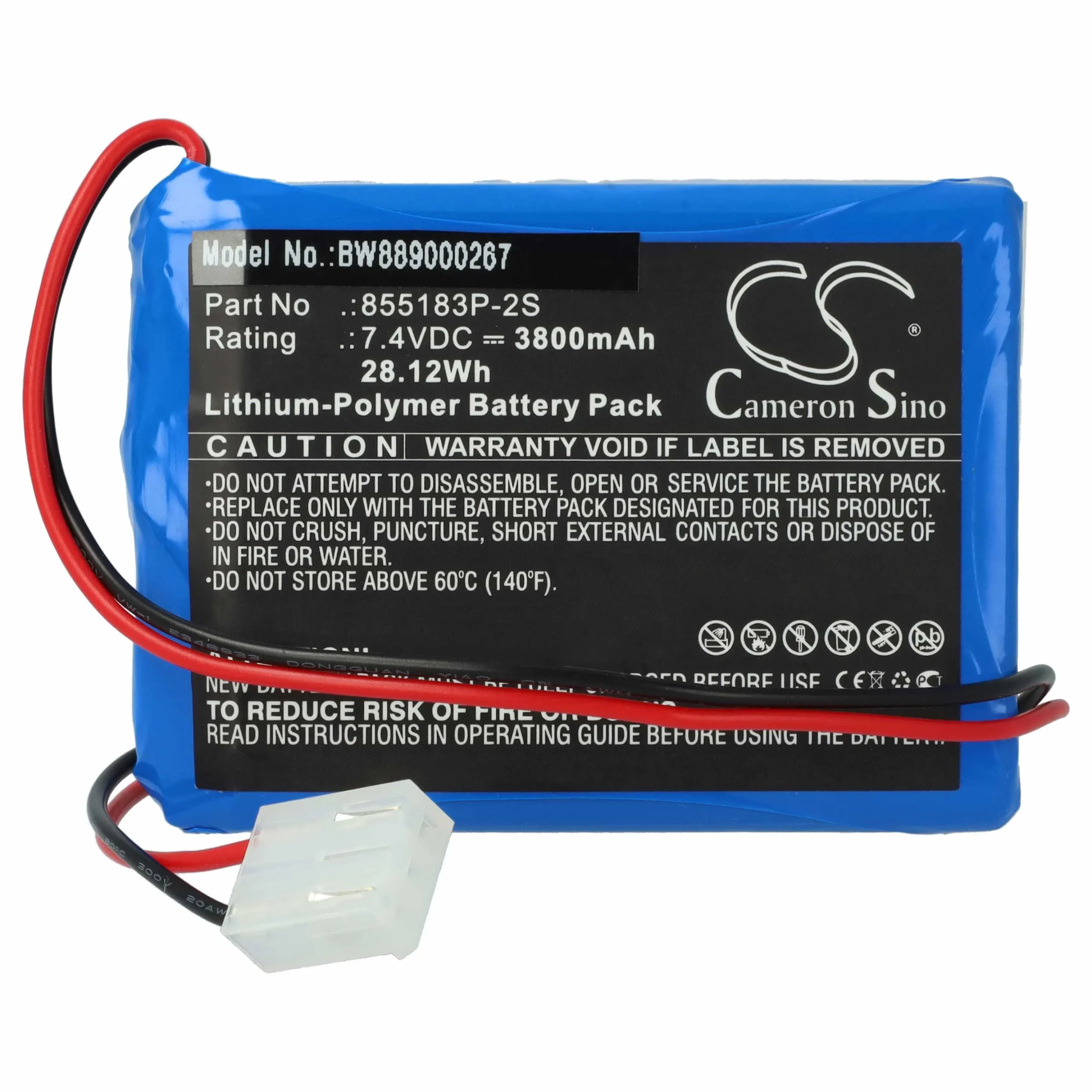 Batterie remplace CONTEC 855183P-2S pour appareil médical Contec - 3800mAh 7,4V Li-polymère