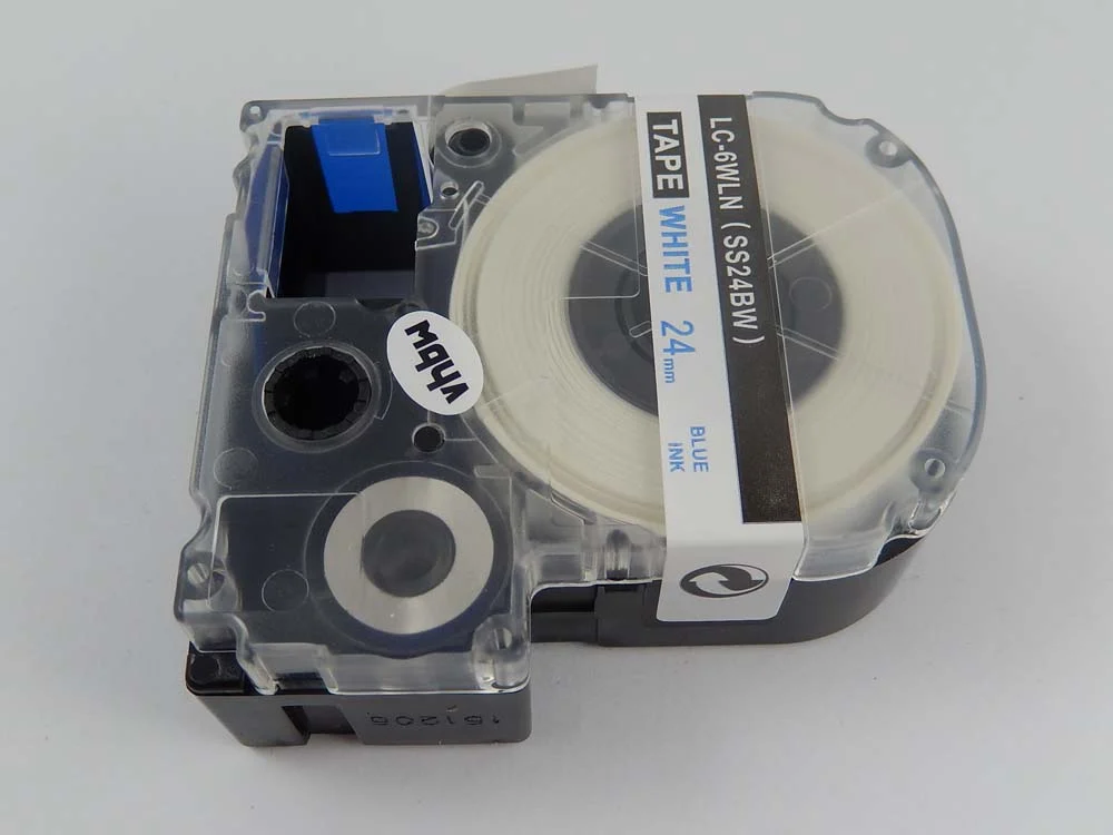 Cassette à ruban remplace Epson LC-6WLN - 24mm lettrage Bleu ruban Blanc, plastique