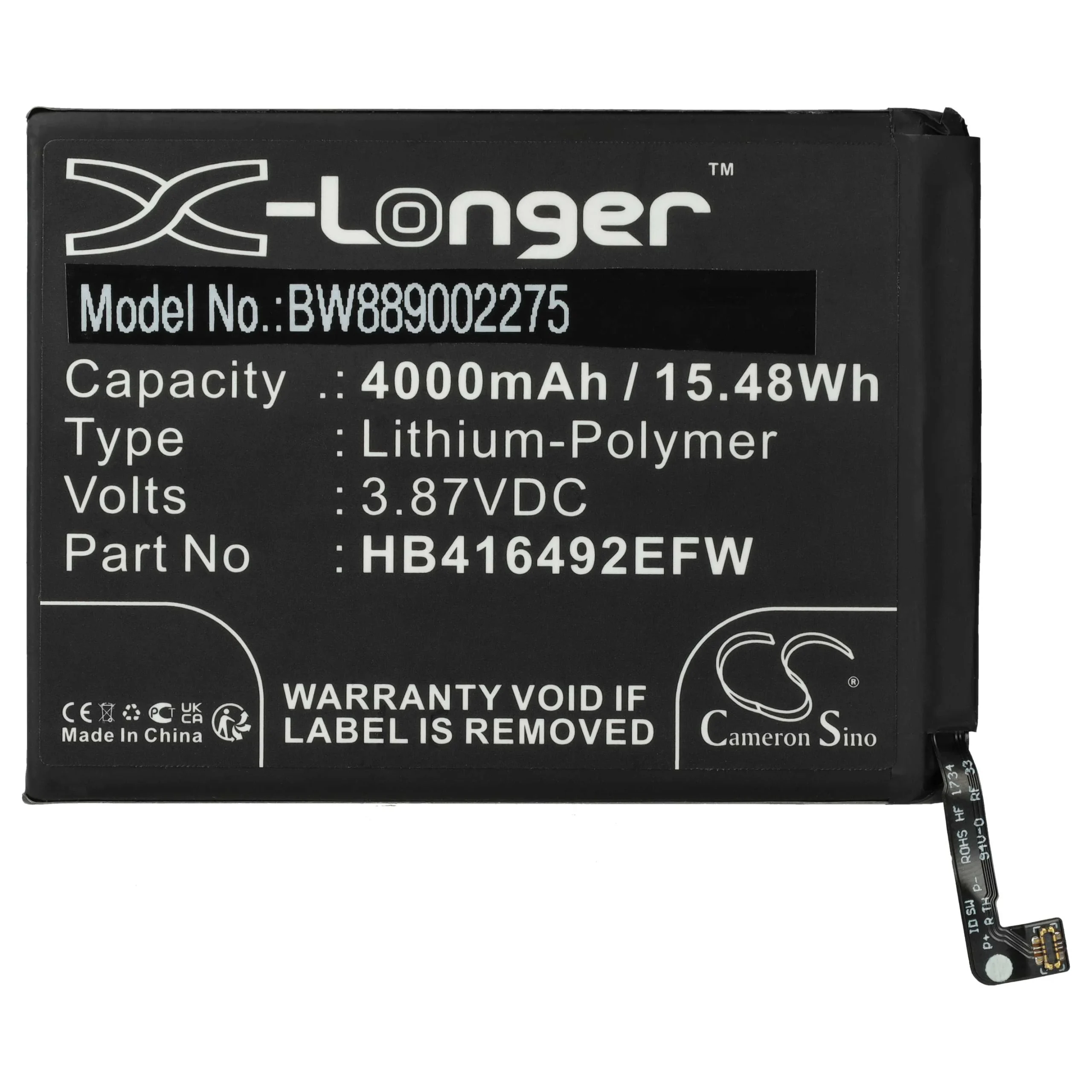 Batterie remplace Honor HB416492EFW téléphone portable Honor - 4000mAh 3,87V Li-polymère