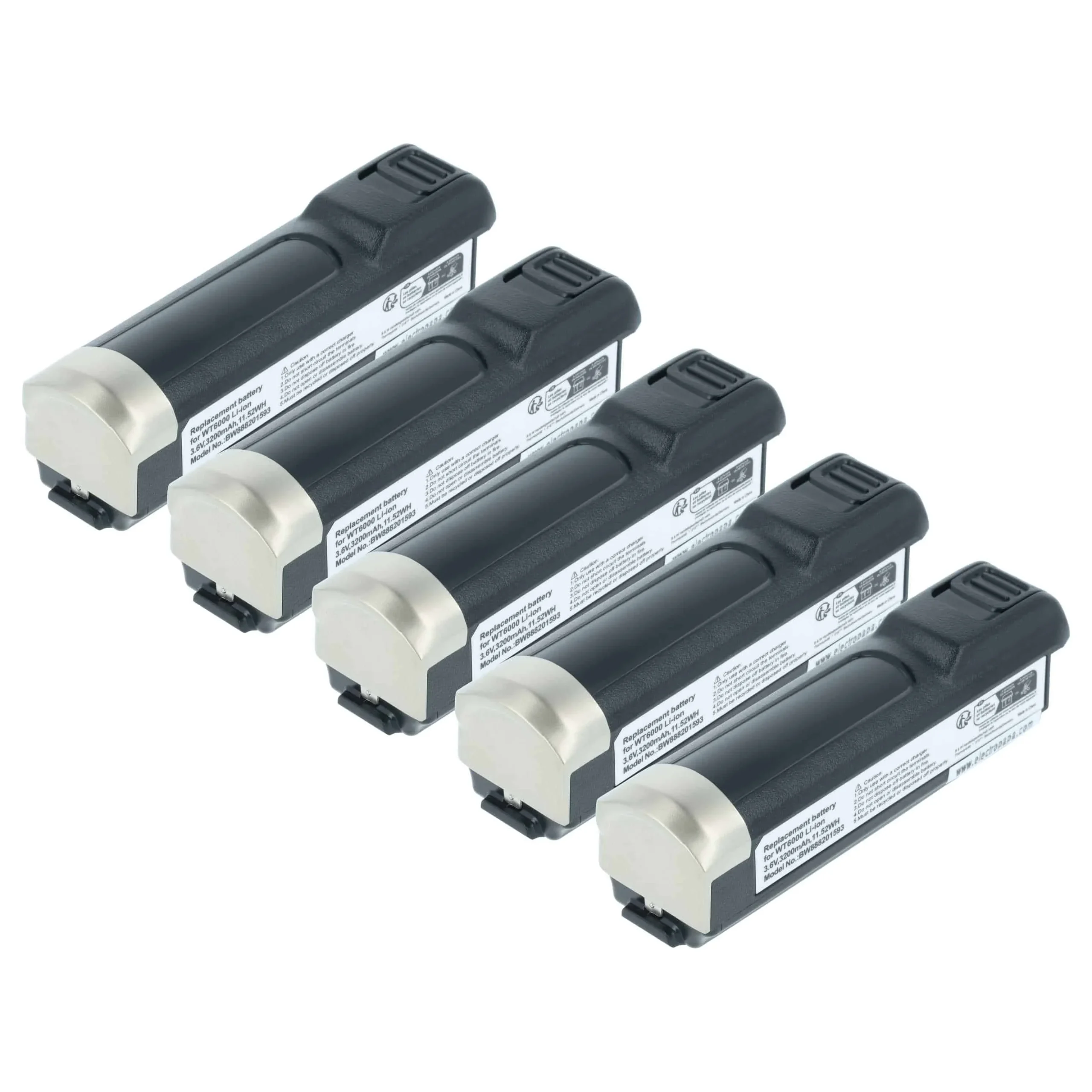 5x Batteries remplace Zebra BTRY-NWTRS-50MA-01 pour scanner de code-barre Zebra - 3200mAh 3,6V