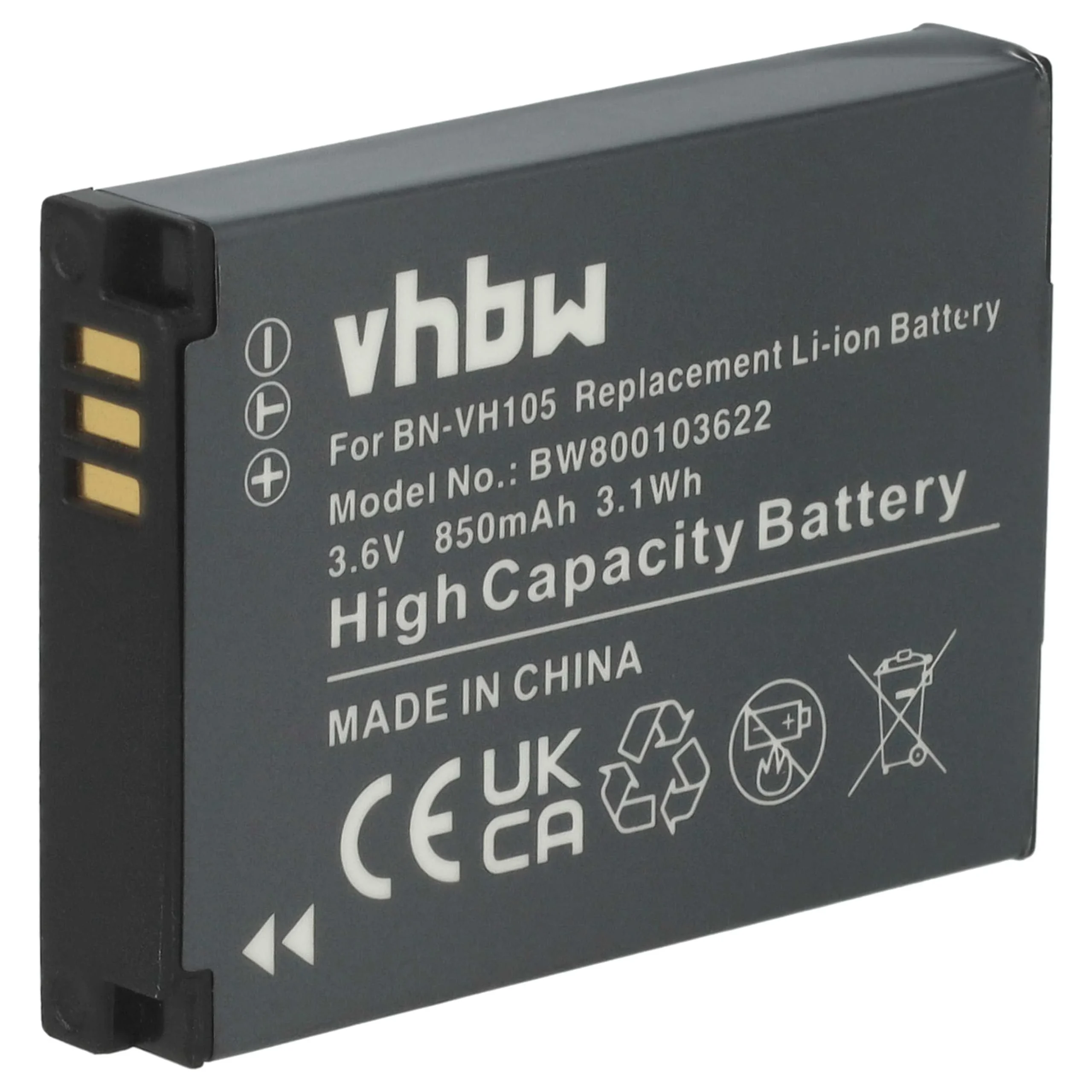 Batterie remplace JVC BN-VH105 pour caméscope JVC- 850mAh 3,6V Li-ion