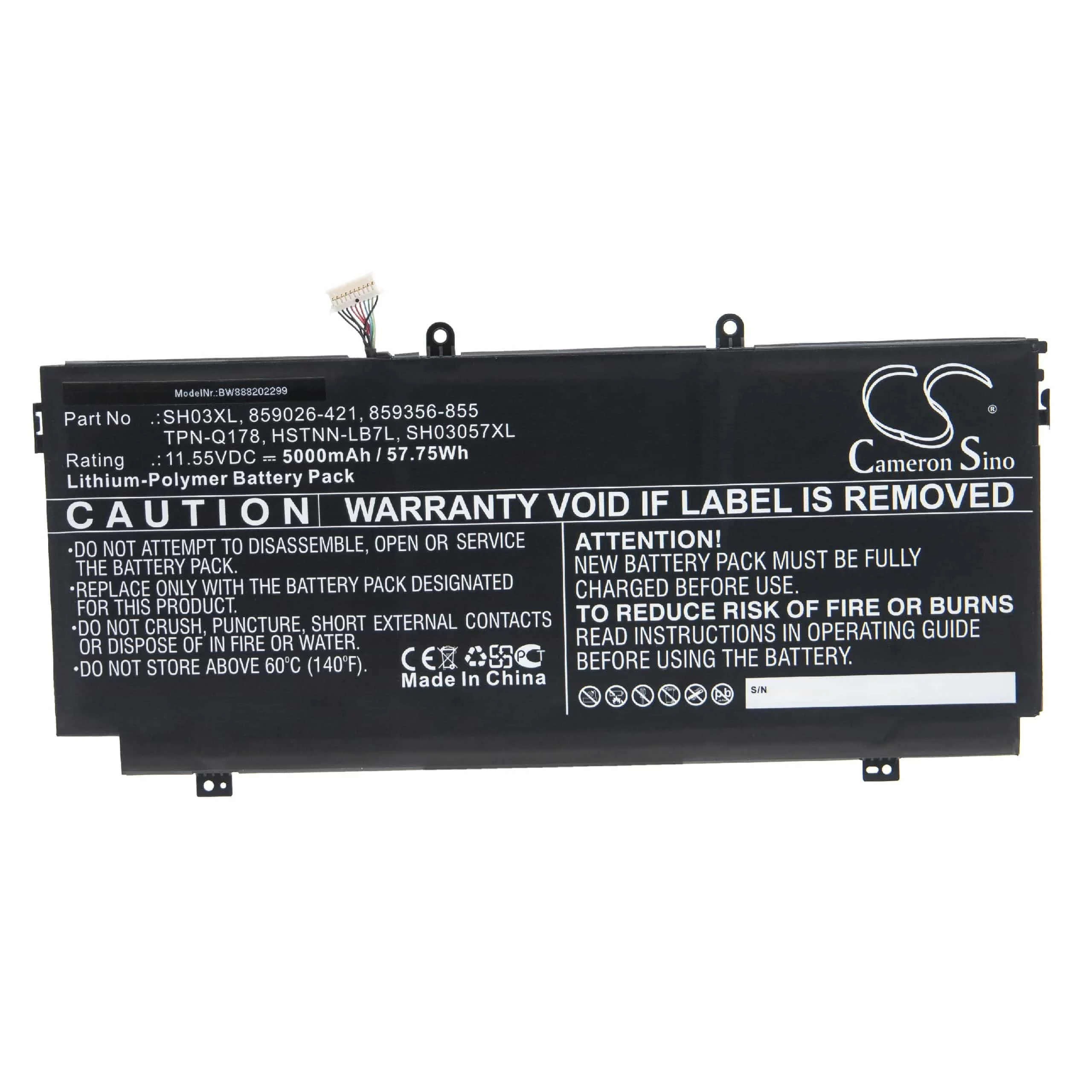 Batterie remplace HP 859356-855, 859026-421 pour ordinateur portable HP- 5000mAh 11,55V Li-polymère, noir