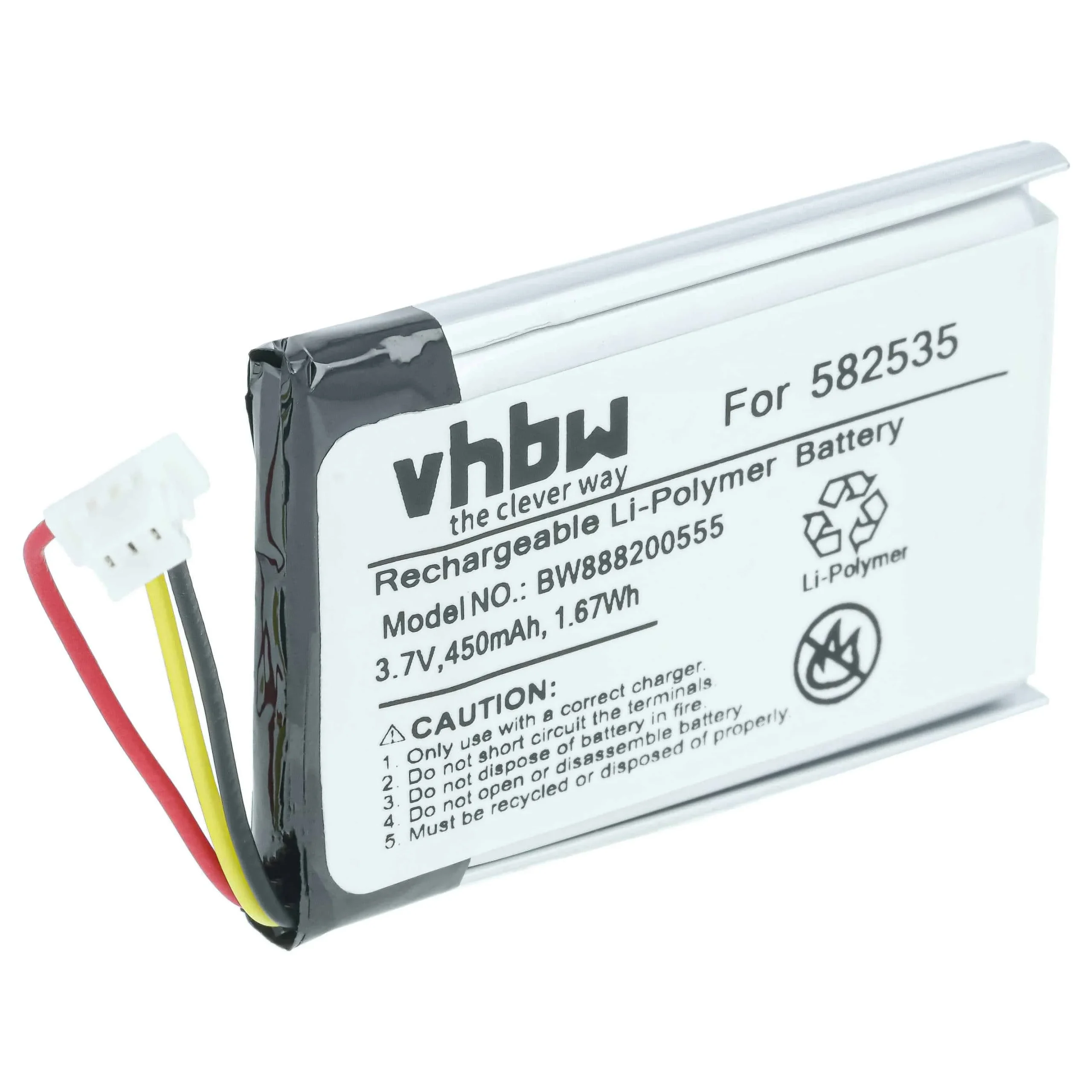 Batterie remplace Mio 582535, 1ICP6/26/36 pour caméscope Mio- 450mAh 3,7V Li-polymère
