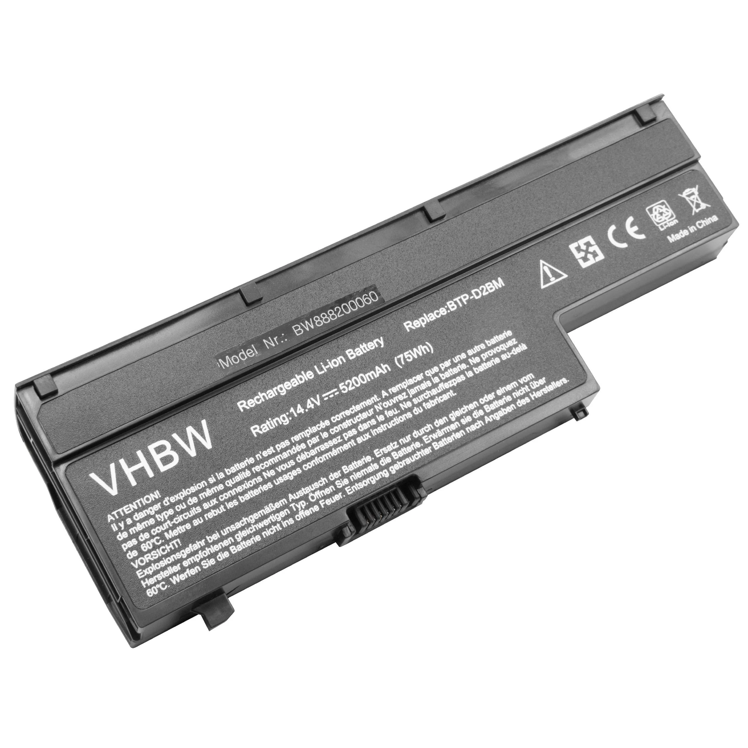 Batterie remplace Medion 40027608, 40026269 pour ordinateur portable Medion- 5200mAh 14,4V Li-ion, noir