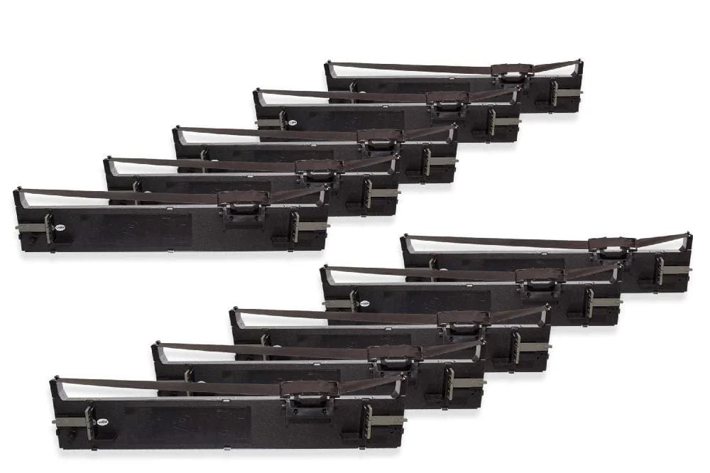 10x Ruban encreur remplace Epson S015610, C13S015610 pour imprimante matricielle / étiquette - noir