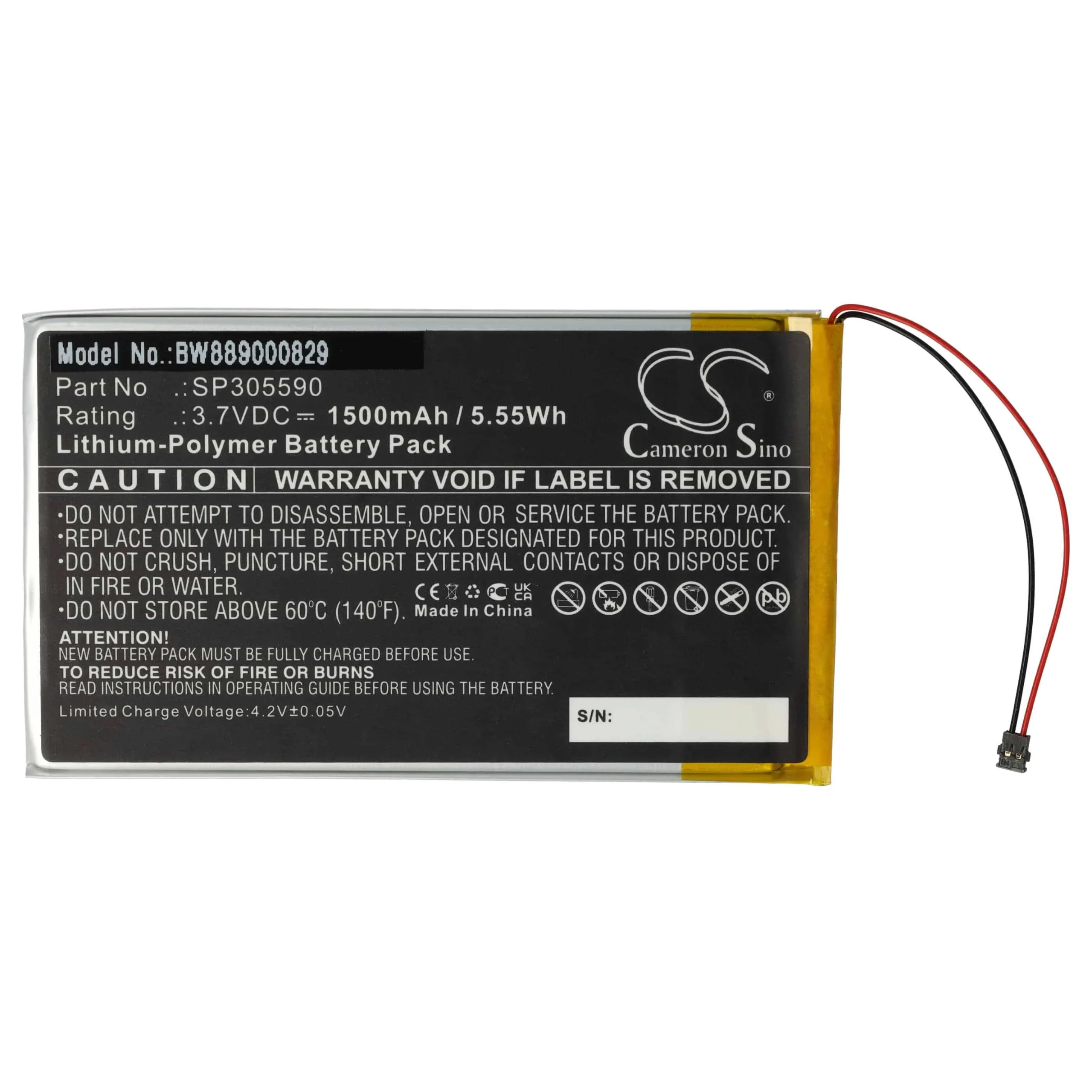 Batterie remplace Kobo SP305590 liseuse ebook - 1500mAh 3,7V Li-polymère
