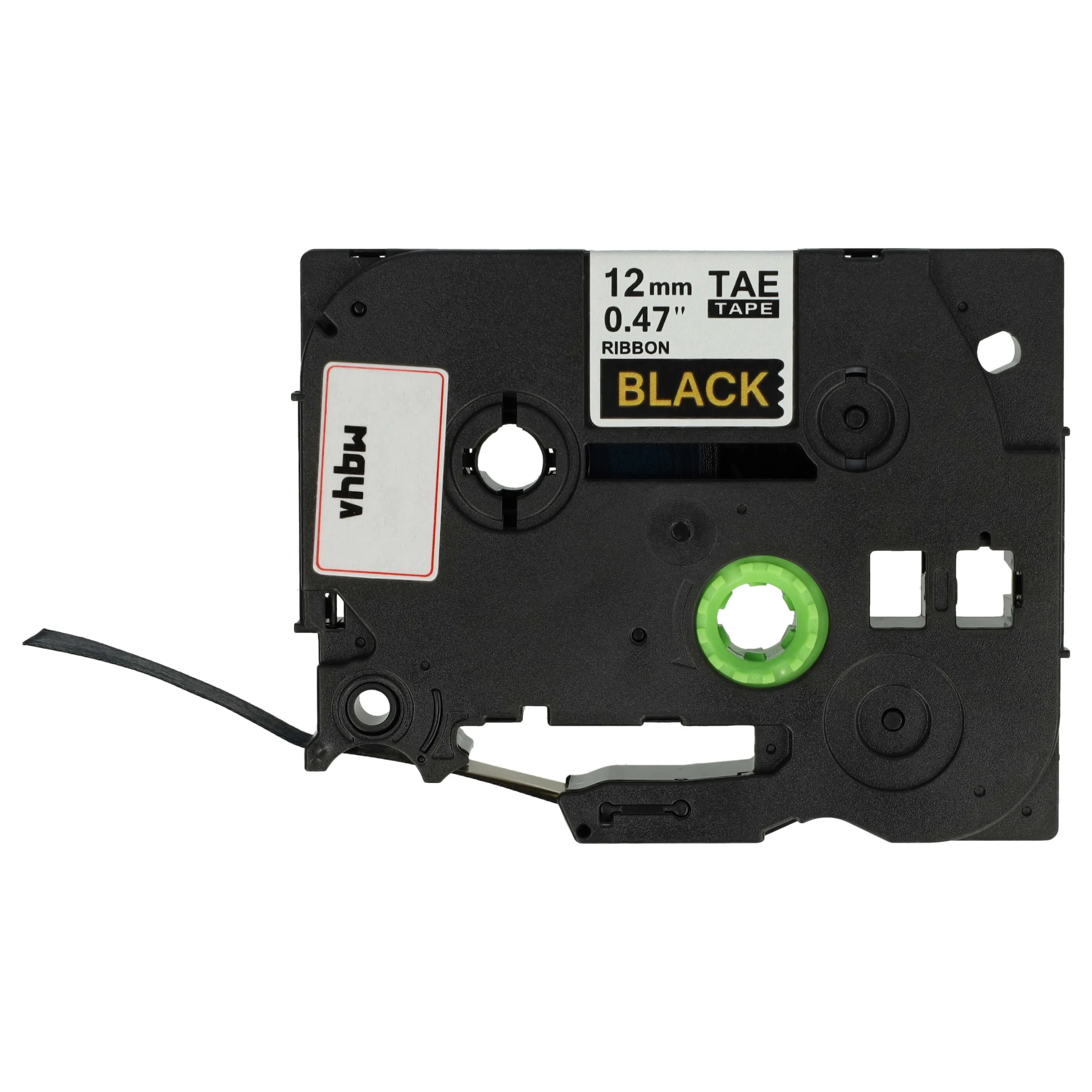 Cassette à ruban en textile remplace Brother TZE-R334 - 12mm lettrage Or ruban Noir, plastique