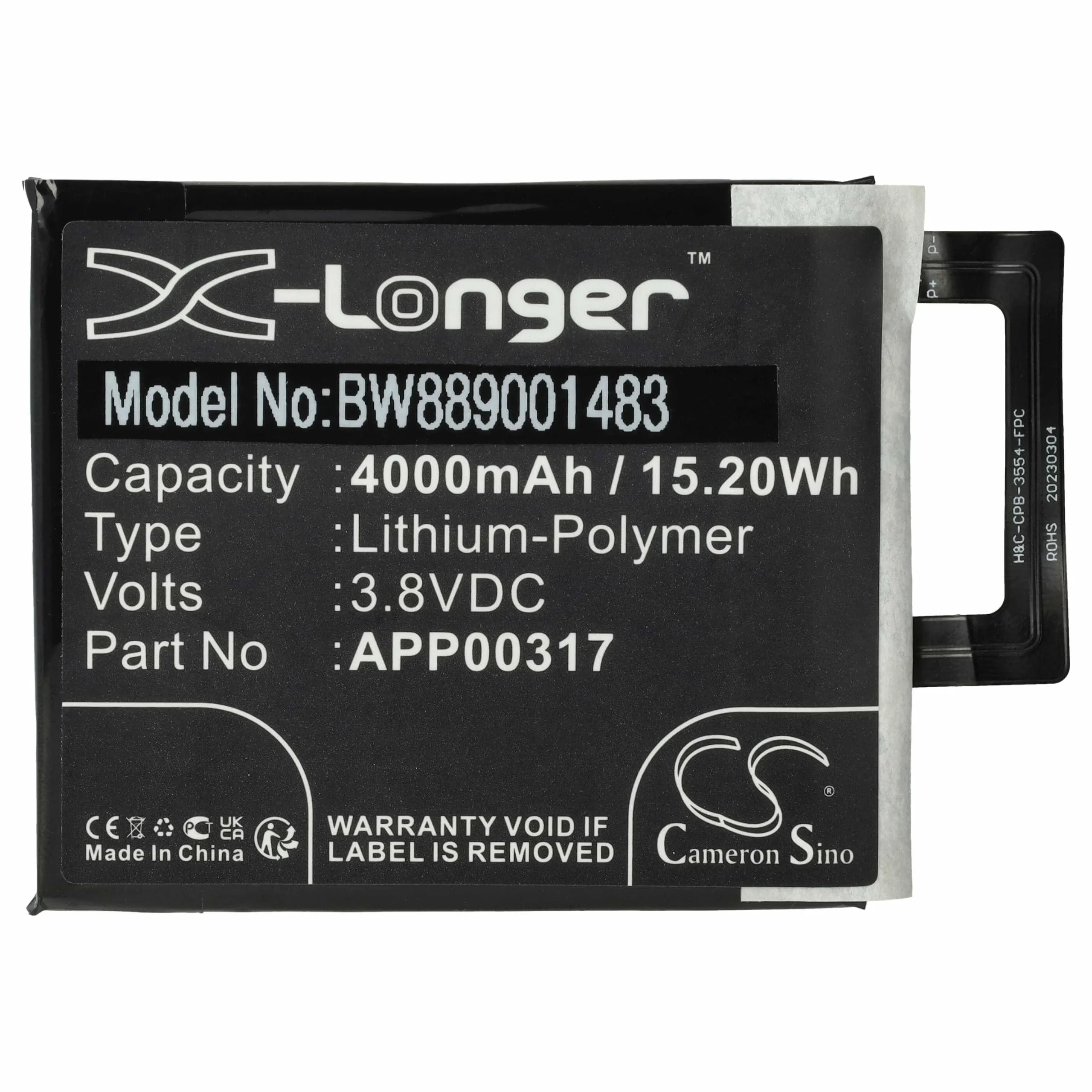 Batterie remplace CAT Caterpillar APP00317 téléphone portable CAT / Caterpillar - 4000mAh 3,8V Li-polymère