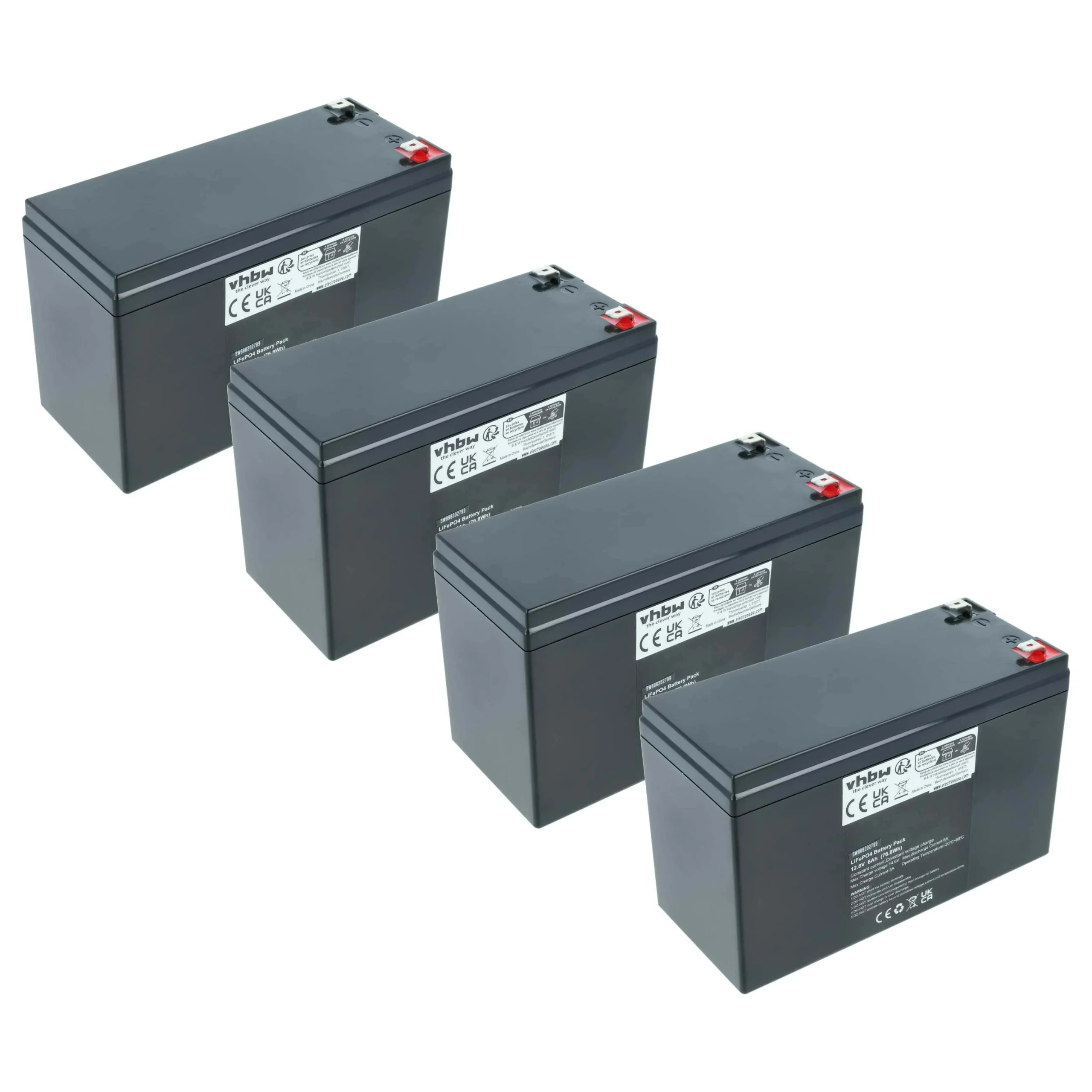 Batterie de bord (4 pièces) pour caravane, bateau, camping car, panneau solaire - 6Ah 12,8V LiFePO4, 3A