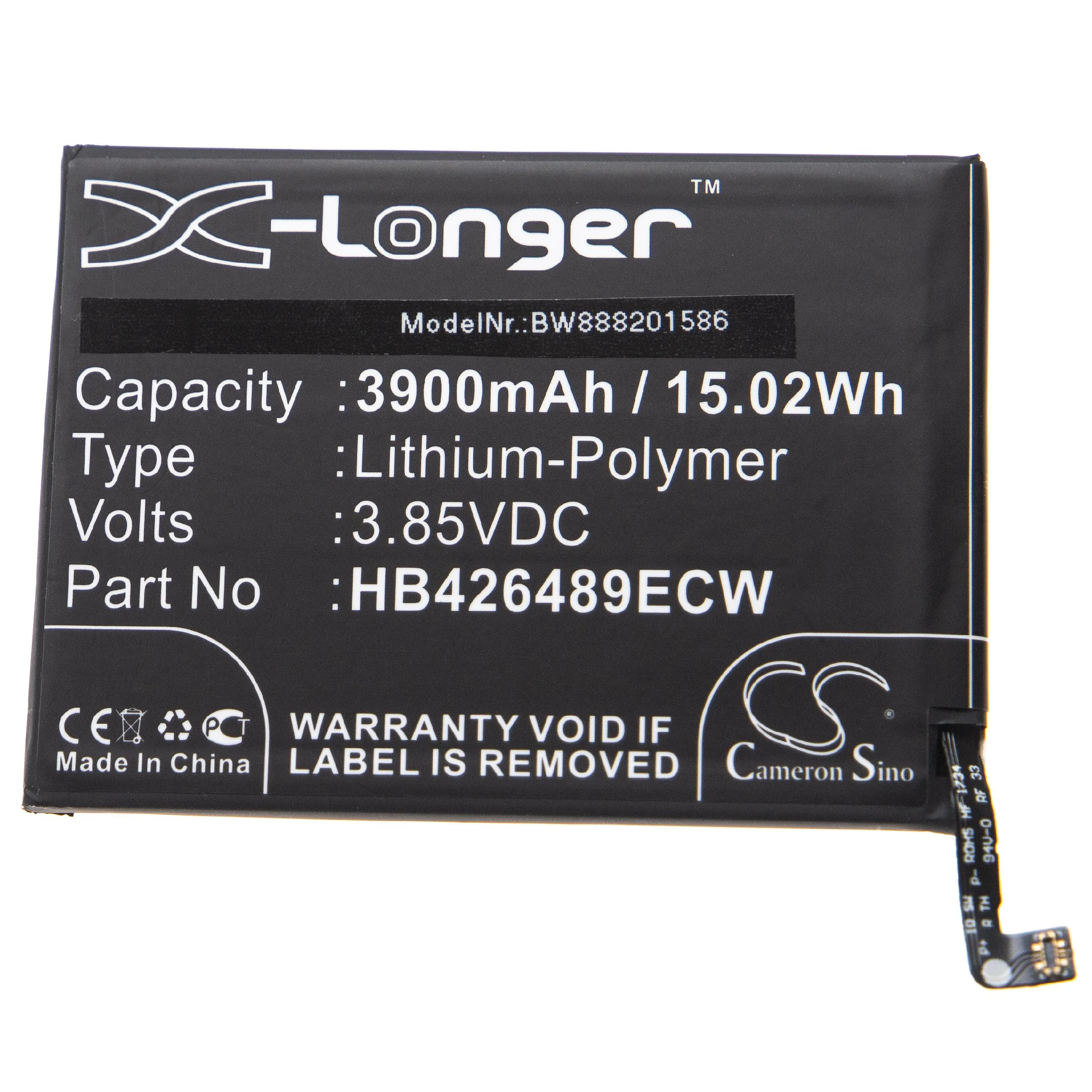 Batterie remplace Huawei HB426489EEW, HB426489ECW téléphone portable Huawei - 3900mAh 3,85V Li-polymère