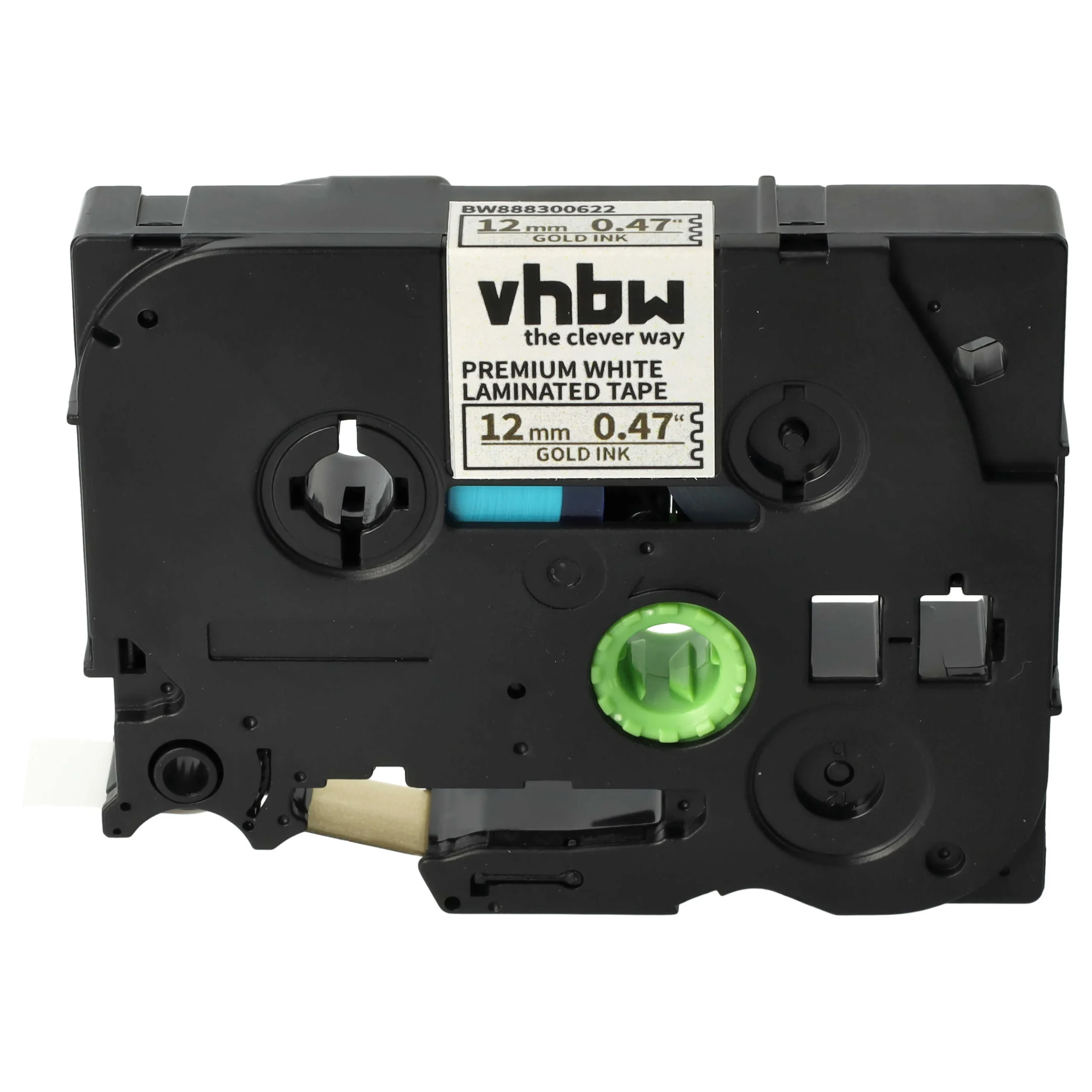 Cassette à ruban remplace Brother TZE-PR234 - 12mm lettrage Or ruban Blanc premium, plastique