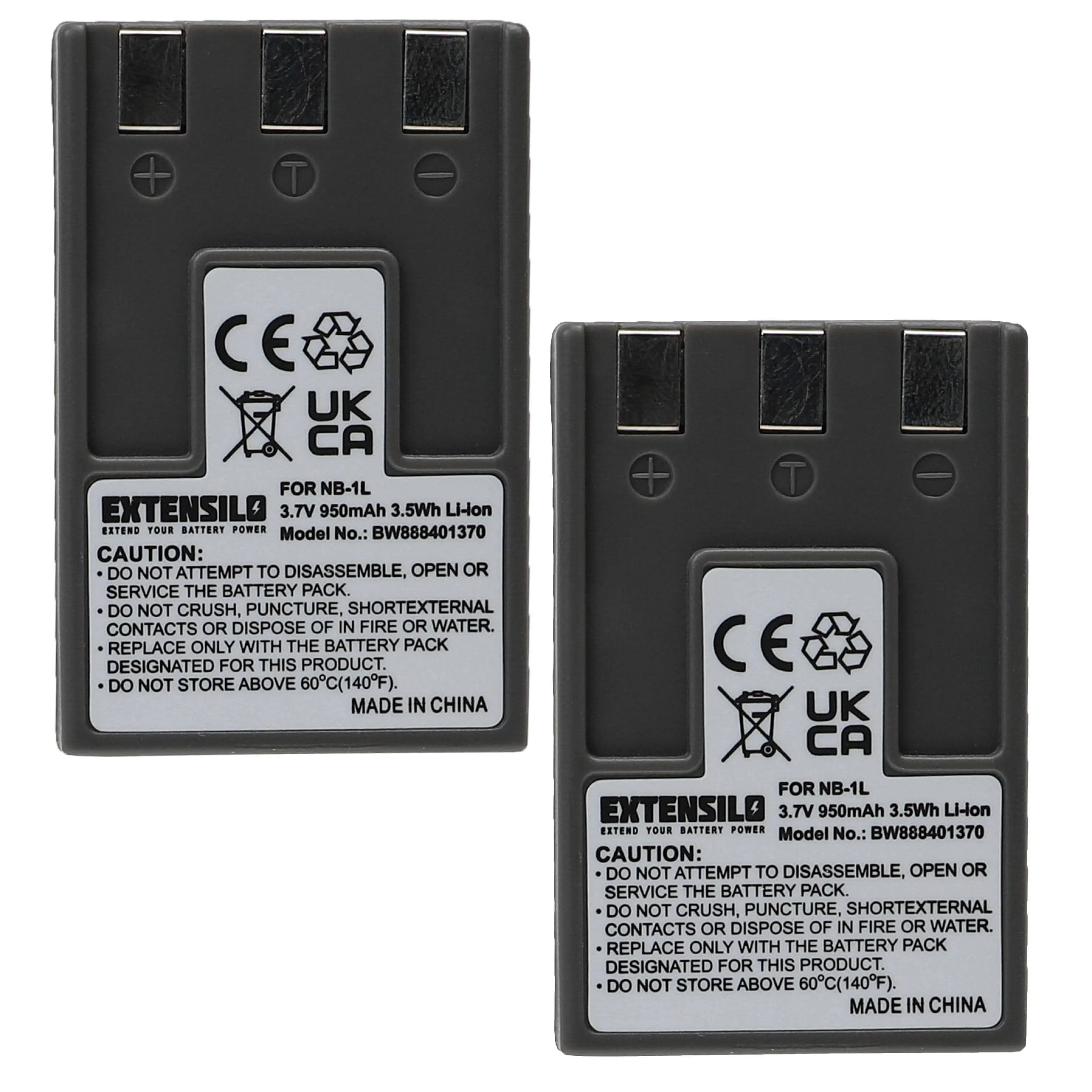 2x Batteries remplace Canon NB-1L, NB-1LH pour appareil photo Canon- 950mAh 3,7V Li-ion