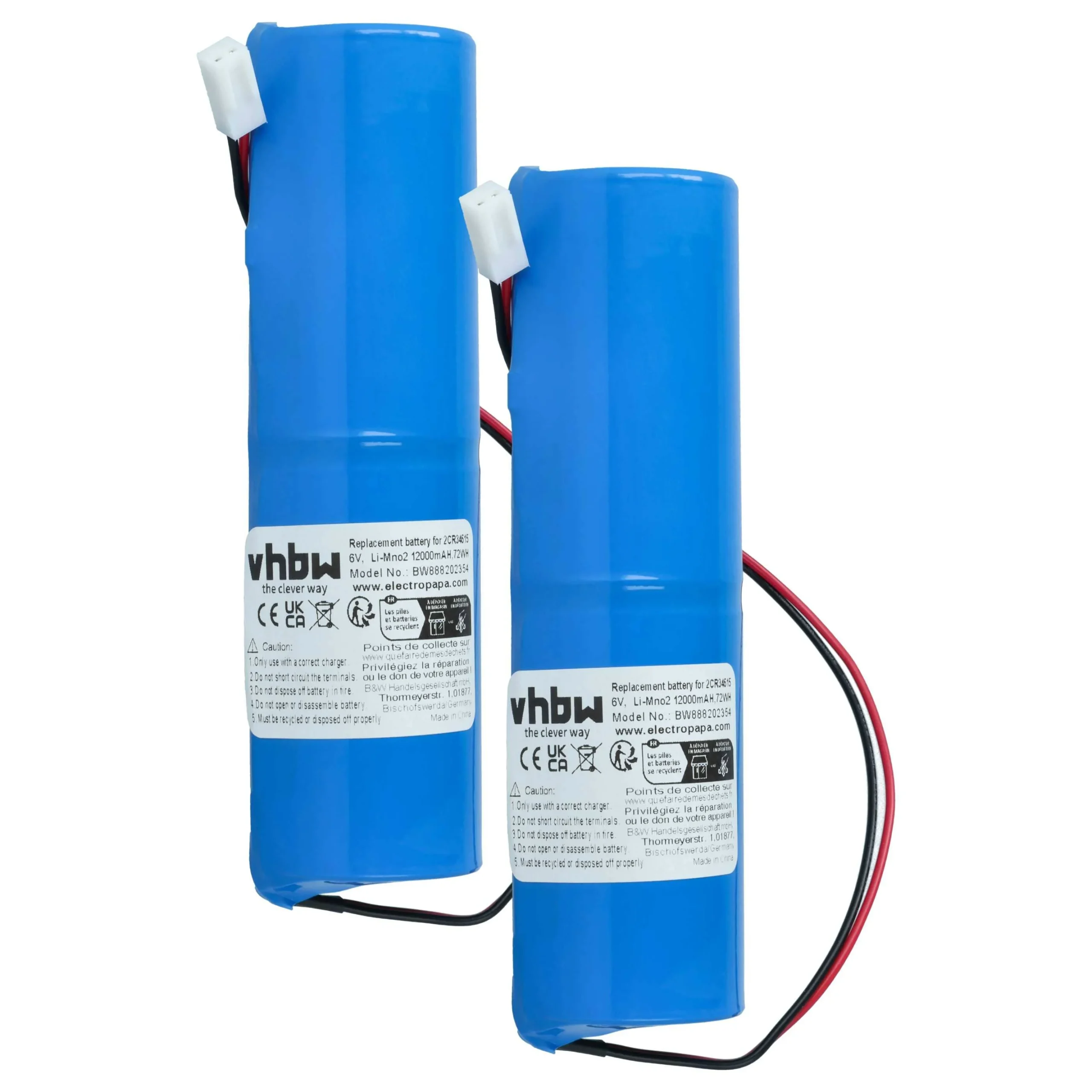 2x Piles remplace Jablotron 2CR34615, BAT-80A-SAFT pour centrale d'alarme Jablotron - 12000mAh 6V Li-MnO2
