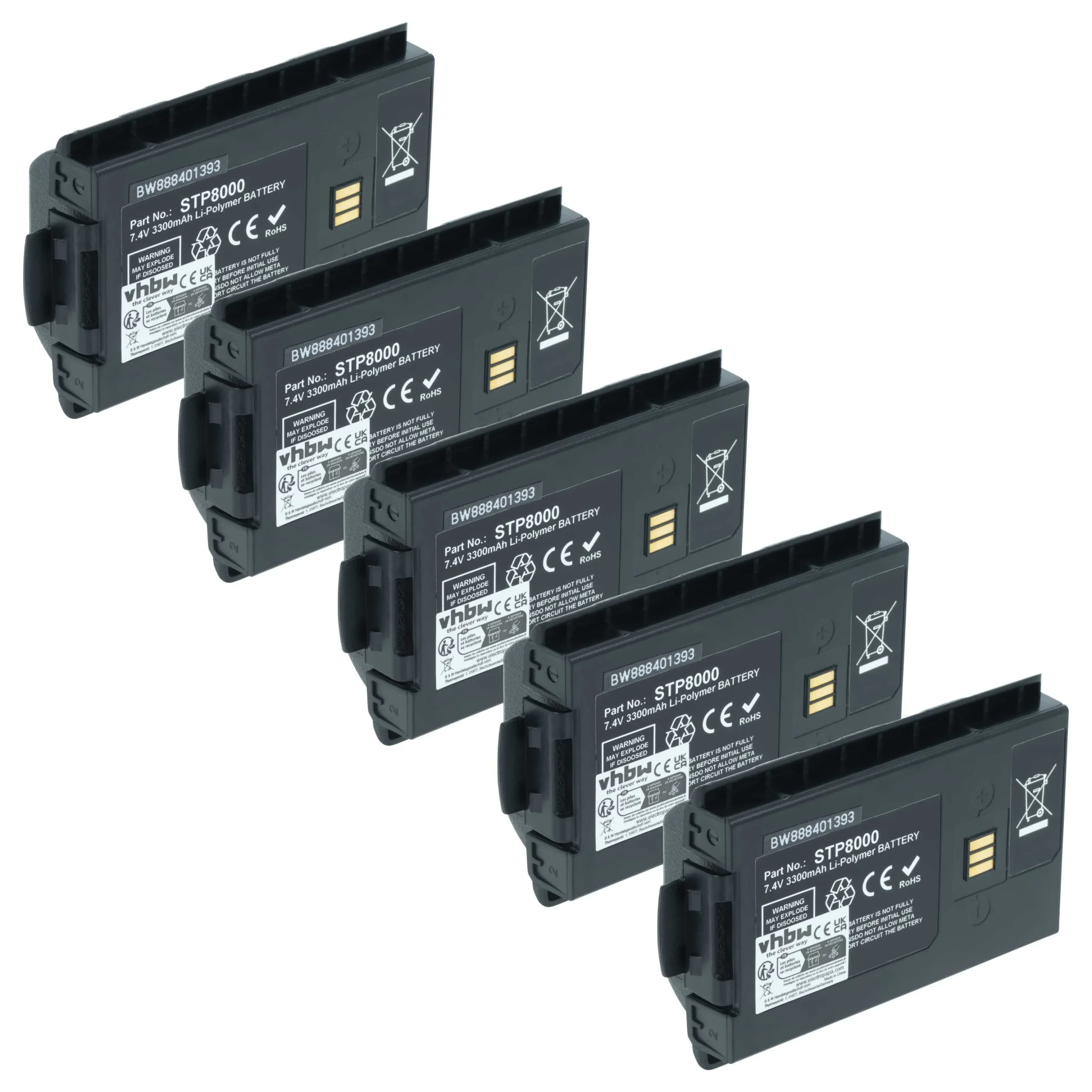 5x Batteries remplace Sepura 300-00631, 300-00634 pour radio talkie-walkie Sepura- 3300mAh 7,4V Li-ion