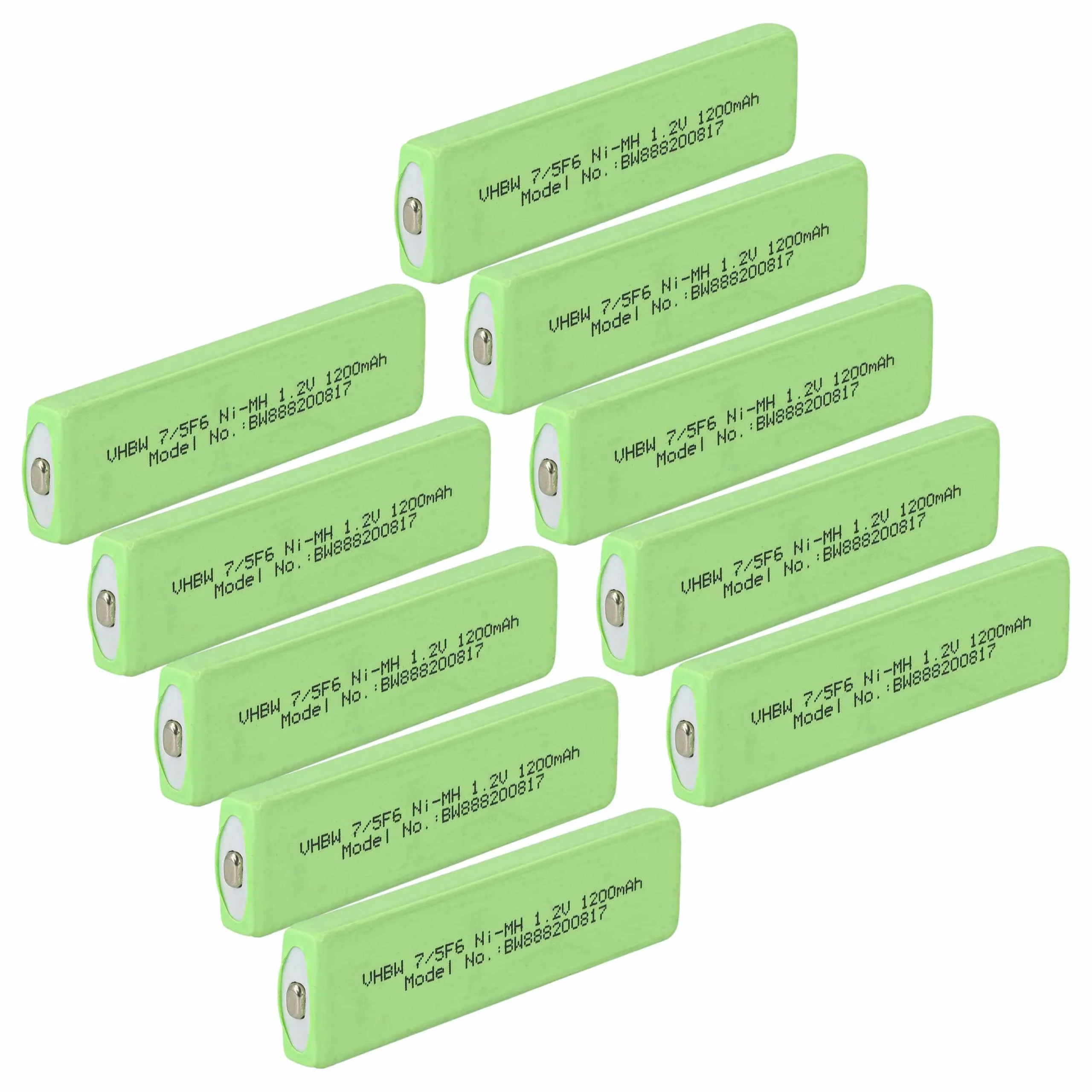10x Cellules de batterie remplace Aiwa MHB-901 pour baladeur CD Philips 1100mAh, 1,2V, 7/5F6, Bouton top