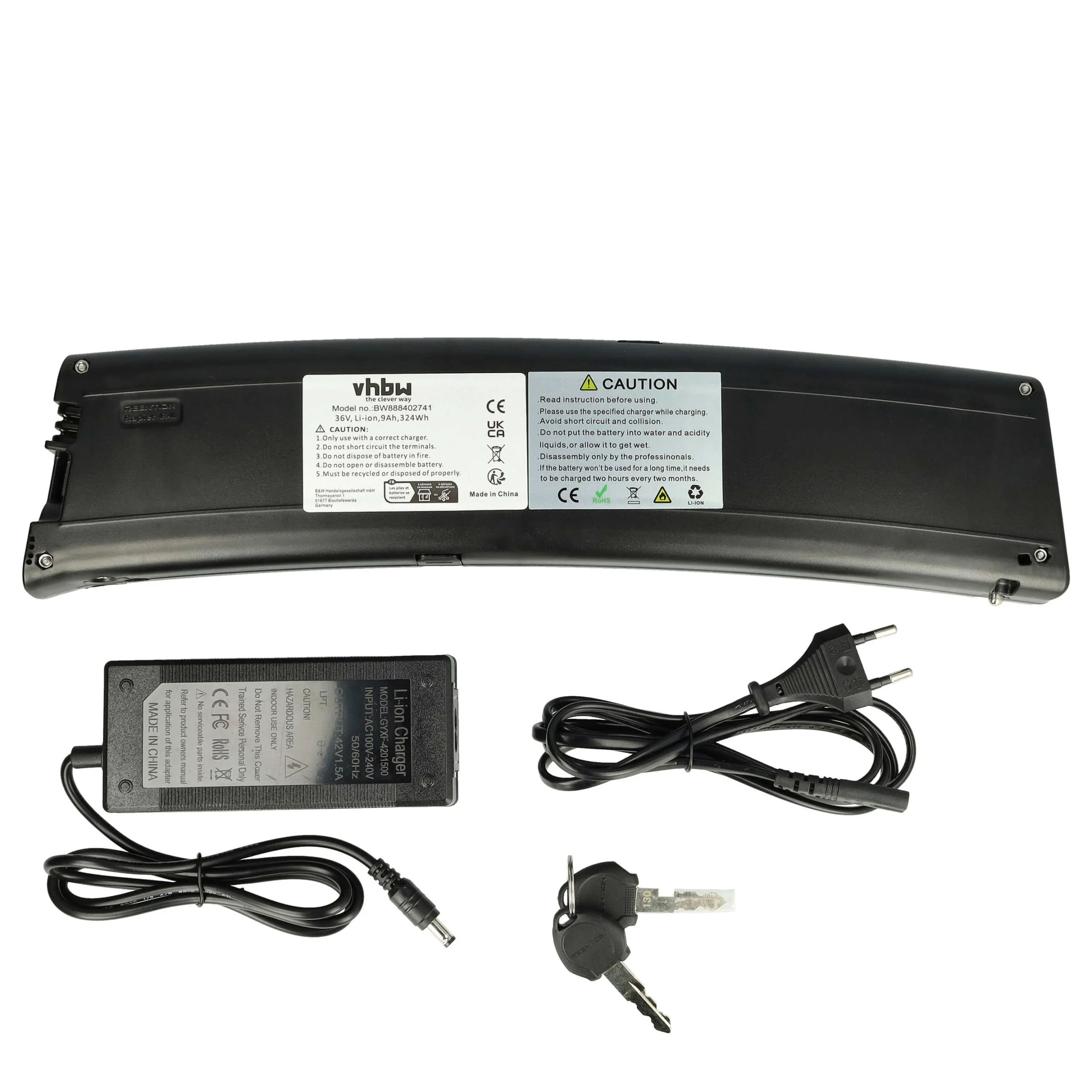 Batterie pour E-Bike Carrera, Fischer, LLobe, NCM - 8,7Ah 36V Li-ion chargeur noir