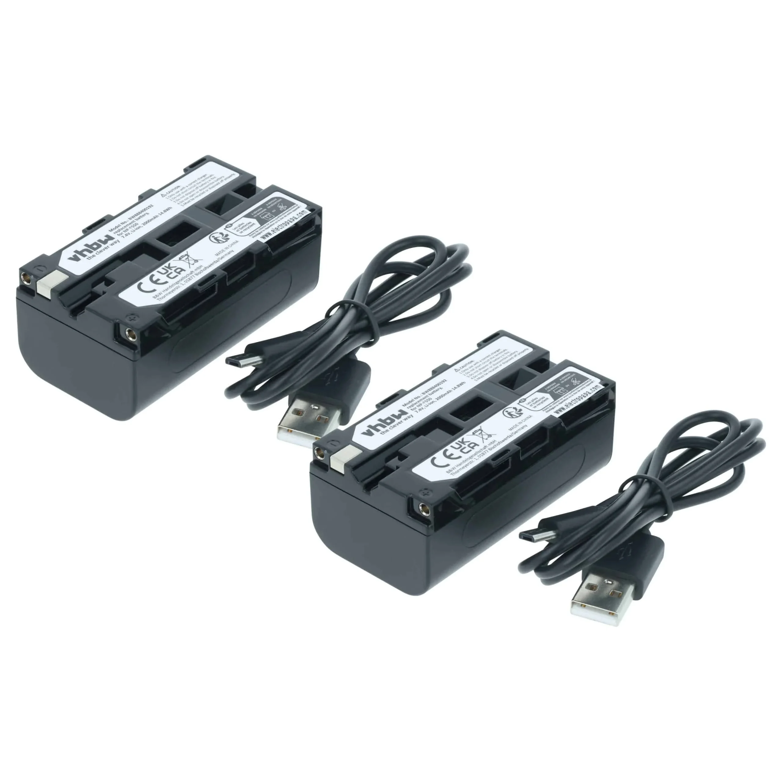 2x Batteries remplace Sony NP-F930/B, NP-F550, NP-F930 pour appareil photo Grundig- 2000mAh 7,4V Li-ion