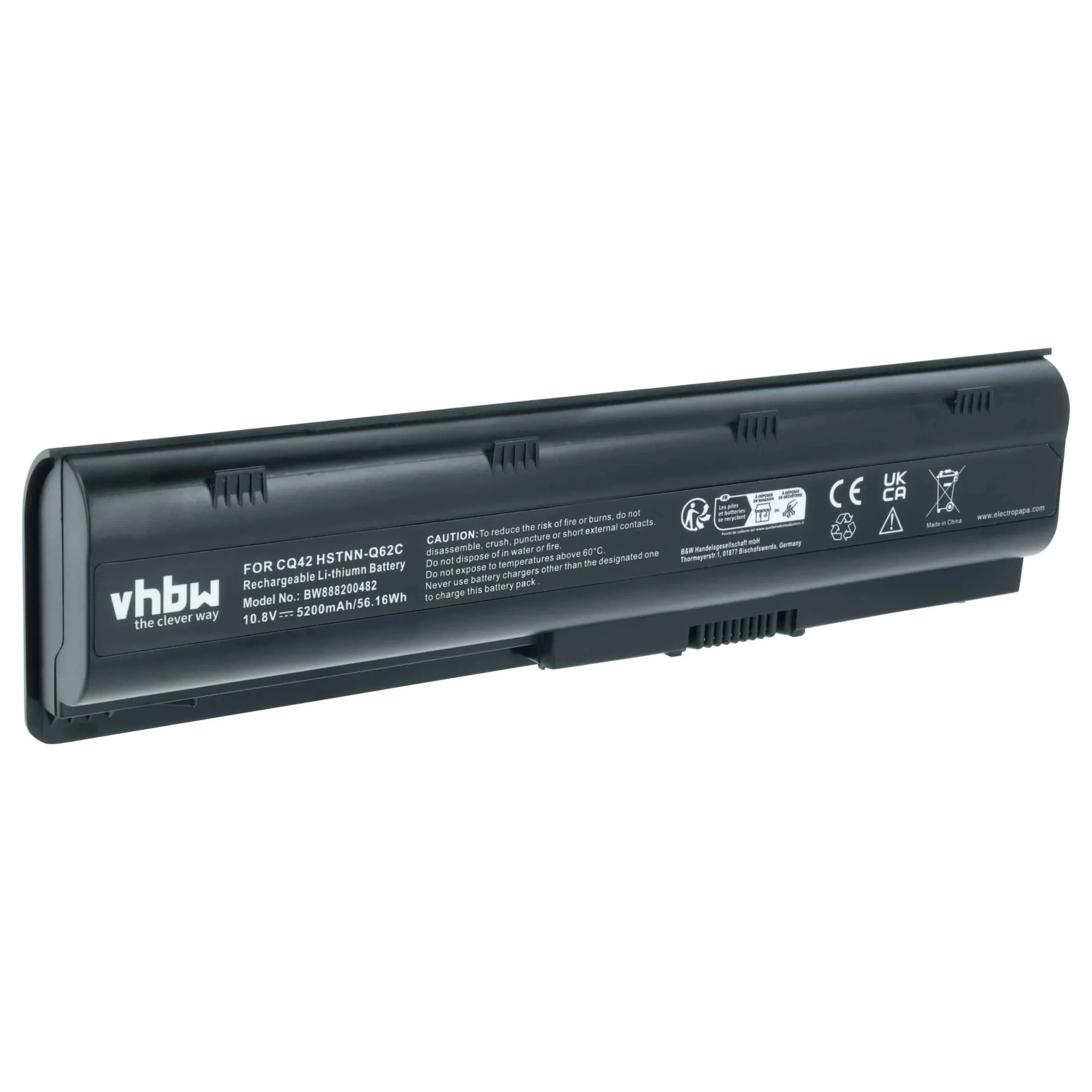 Batterie remplace HP Compaq 586006-361, 586006-321 pour ordinateur portable HP- 5200mAh 10,8V Li-ion, noir