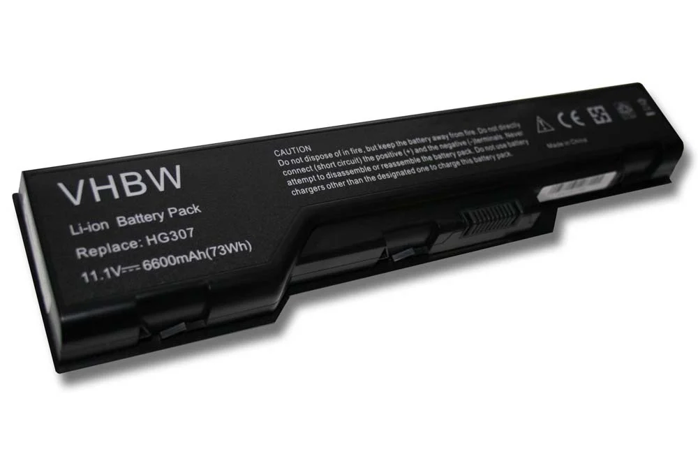 Batterie remplace Dell 312-0680, WG317, HG307 pour ordinateur portable Dell- 6600mAh 11,1V Li-ion, noir