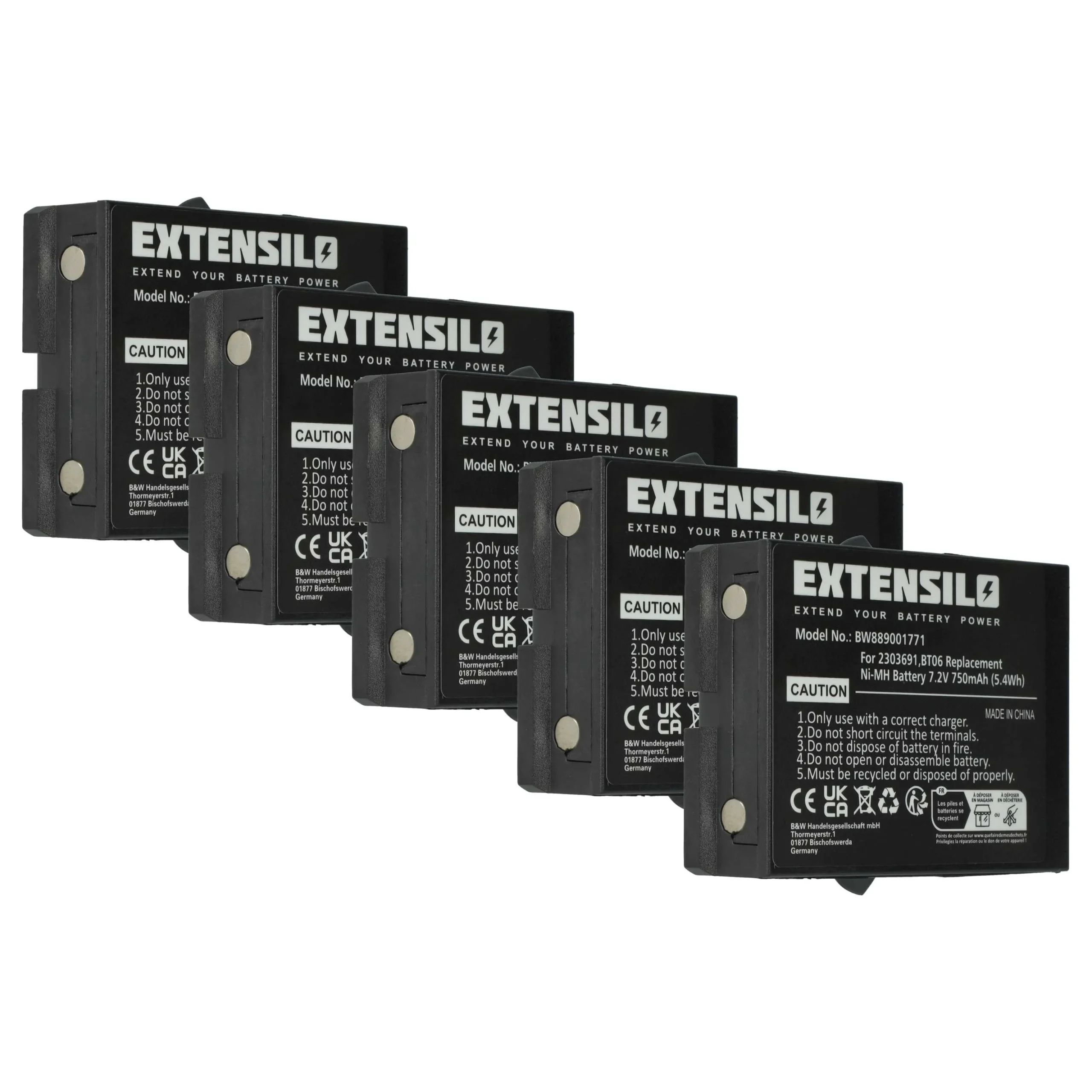Batterie (5 pièces) remplace Danfoss 2303691, BT06 - 750mAh 7,2V NiMH