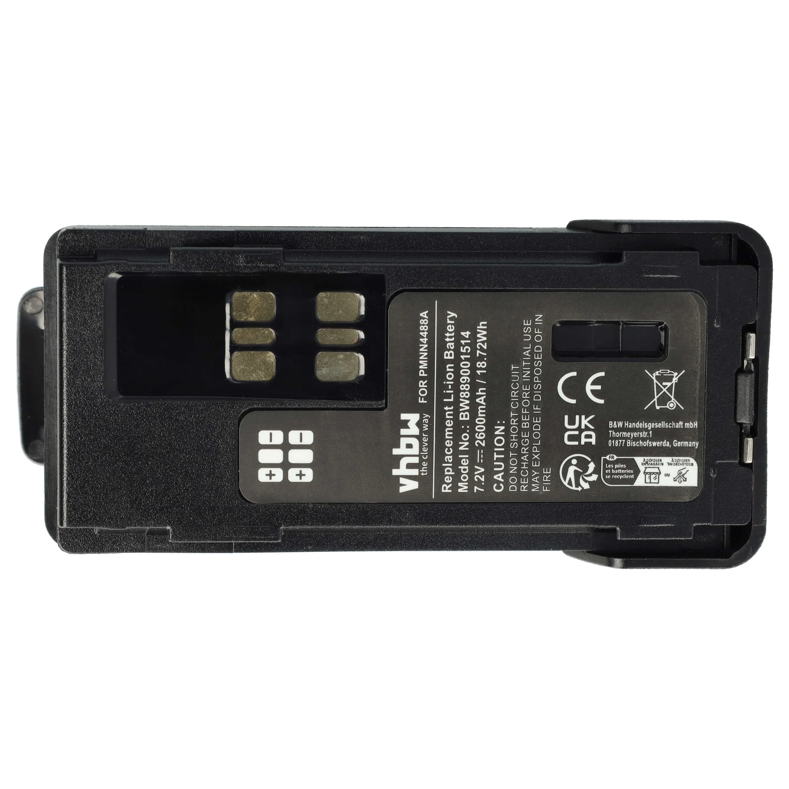 Batterie remplace Motorola PMNN4488a pour radio talkie-walkie Motorola- 2600mAh 7,4V Li-ion