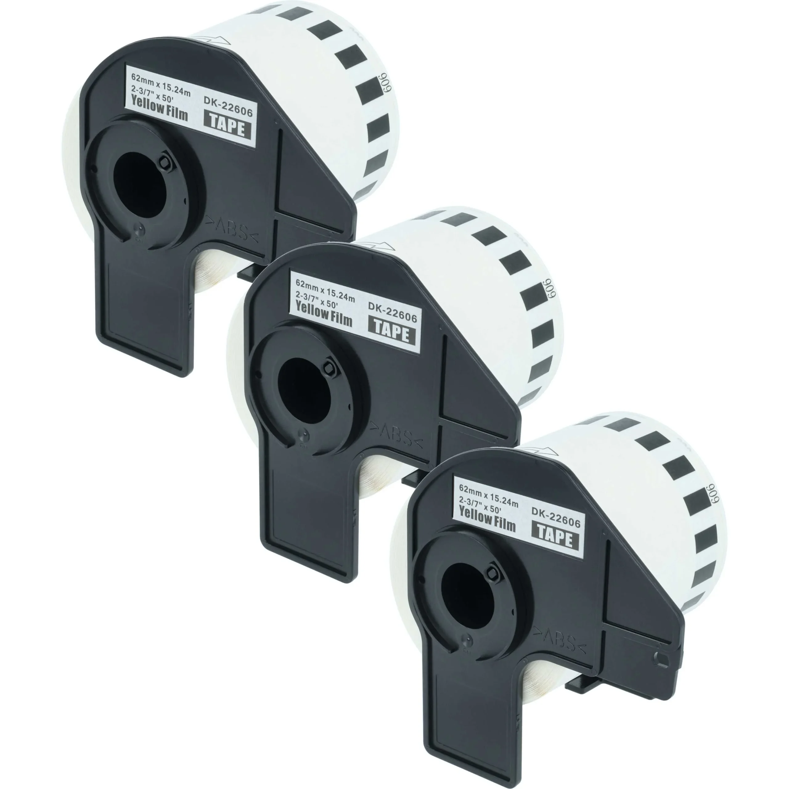 3x Étiquette remplacent Brother DK-22606 pour imprimante étiqueteuse - premium 62mm x 15,24m + support