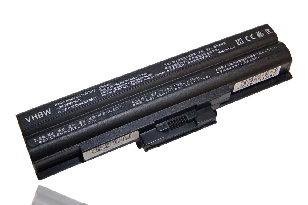 Batterie remplace Sony VGP-BPL21, VGP-BPL13 pour ordinateur portable Sony- 6600mAh 11,1V Li-ion, noir