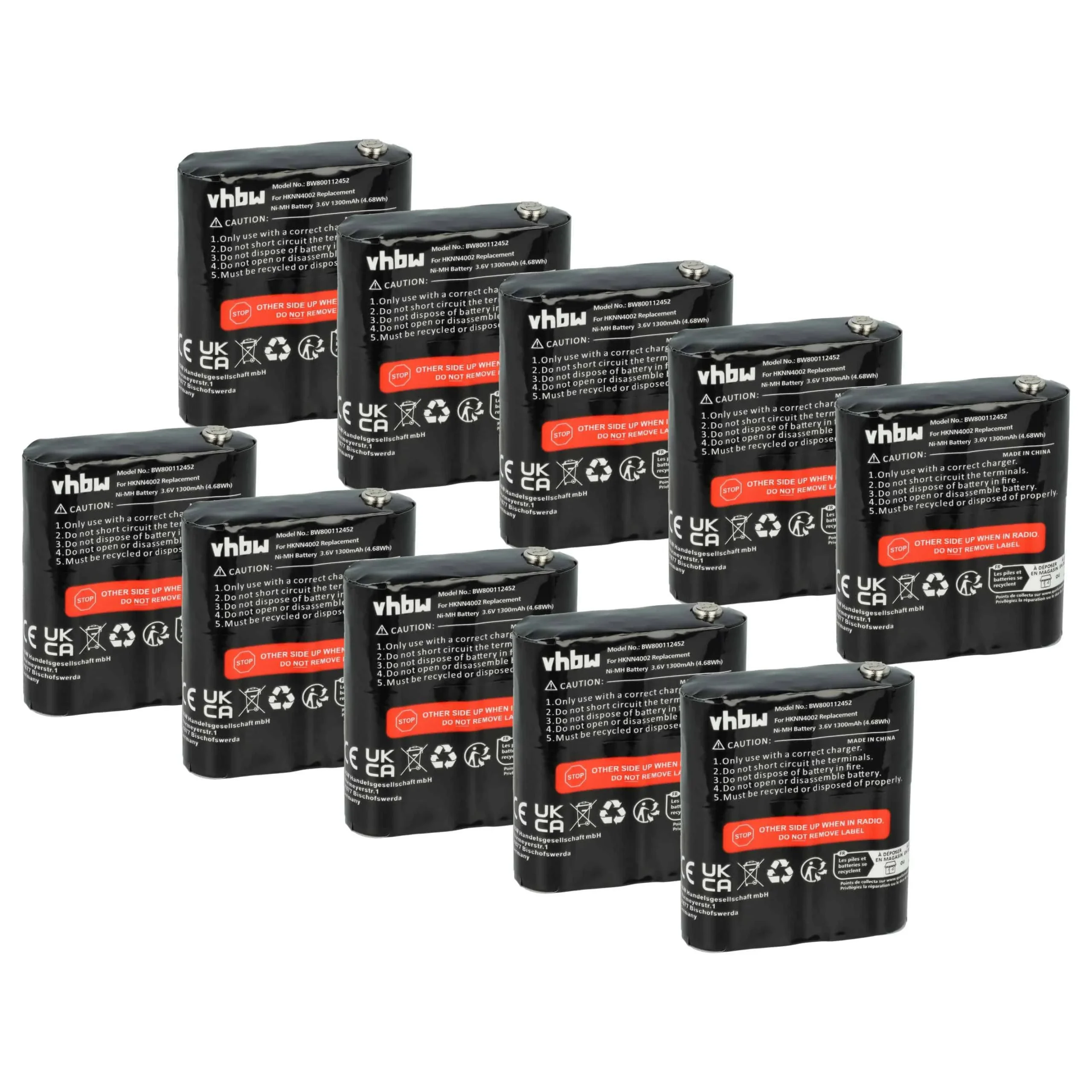 10x Batteries remplace Motorola FRS-4002A, 56315, 4002A pour radio talkie-walkie Motorola- 1300mAh 3,6V NiMH