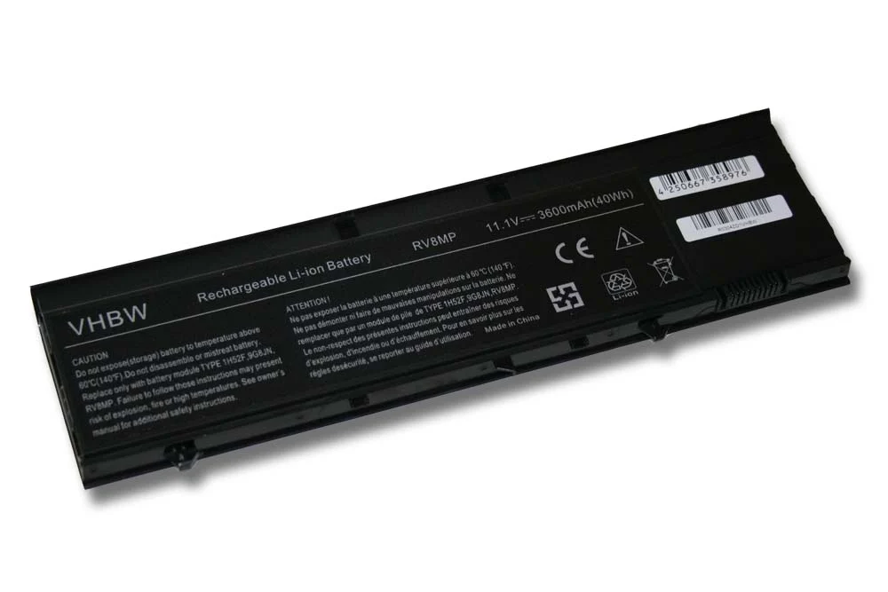 Batterie remplace Dell 1H52F, 1NP0F, 9G8JN, 37HGH pour ordinateur portable Dell- 3600mAh 11,1V Li-ion, noir