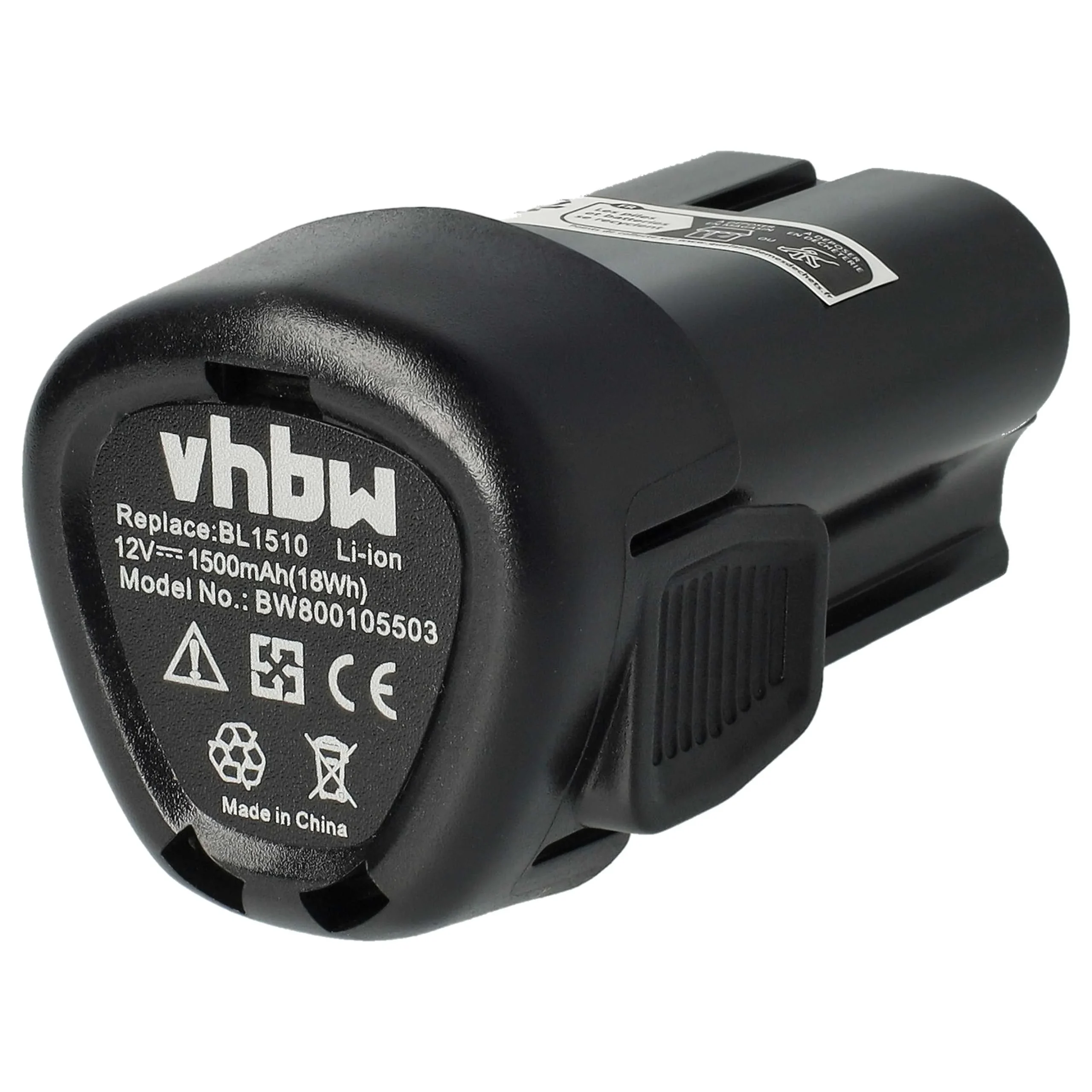 Batterie remplace Black & Decker BL1110, BL1310, BL1510 outil électrique Black & Decker - 1,5Ah 12V Li-ion
