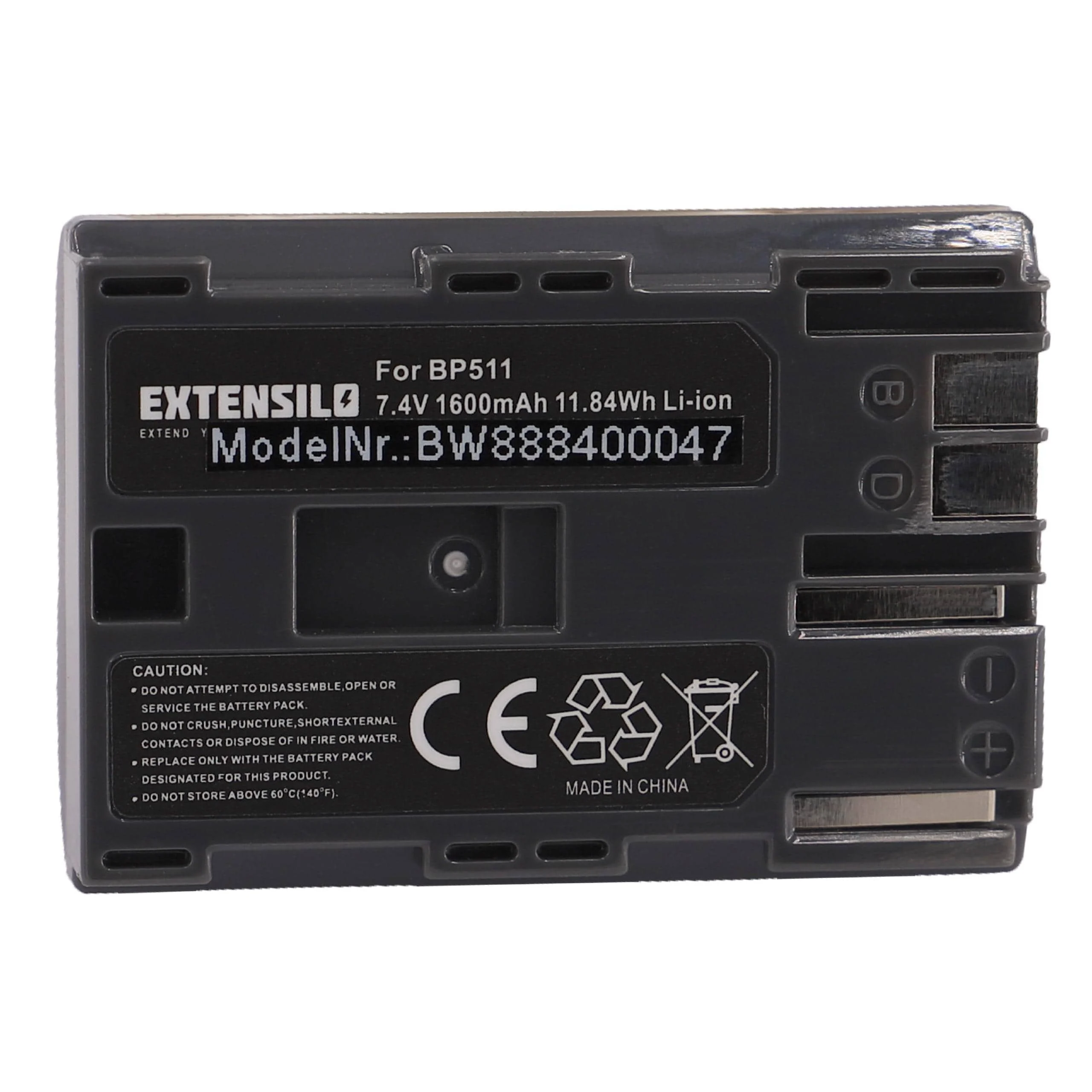 Batterie remplace Canon BP-508, BP-511A, BP-511, BP-512, BP-514 pour appareil photo Canon- 1600mAh 7,4V Li-ion