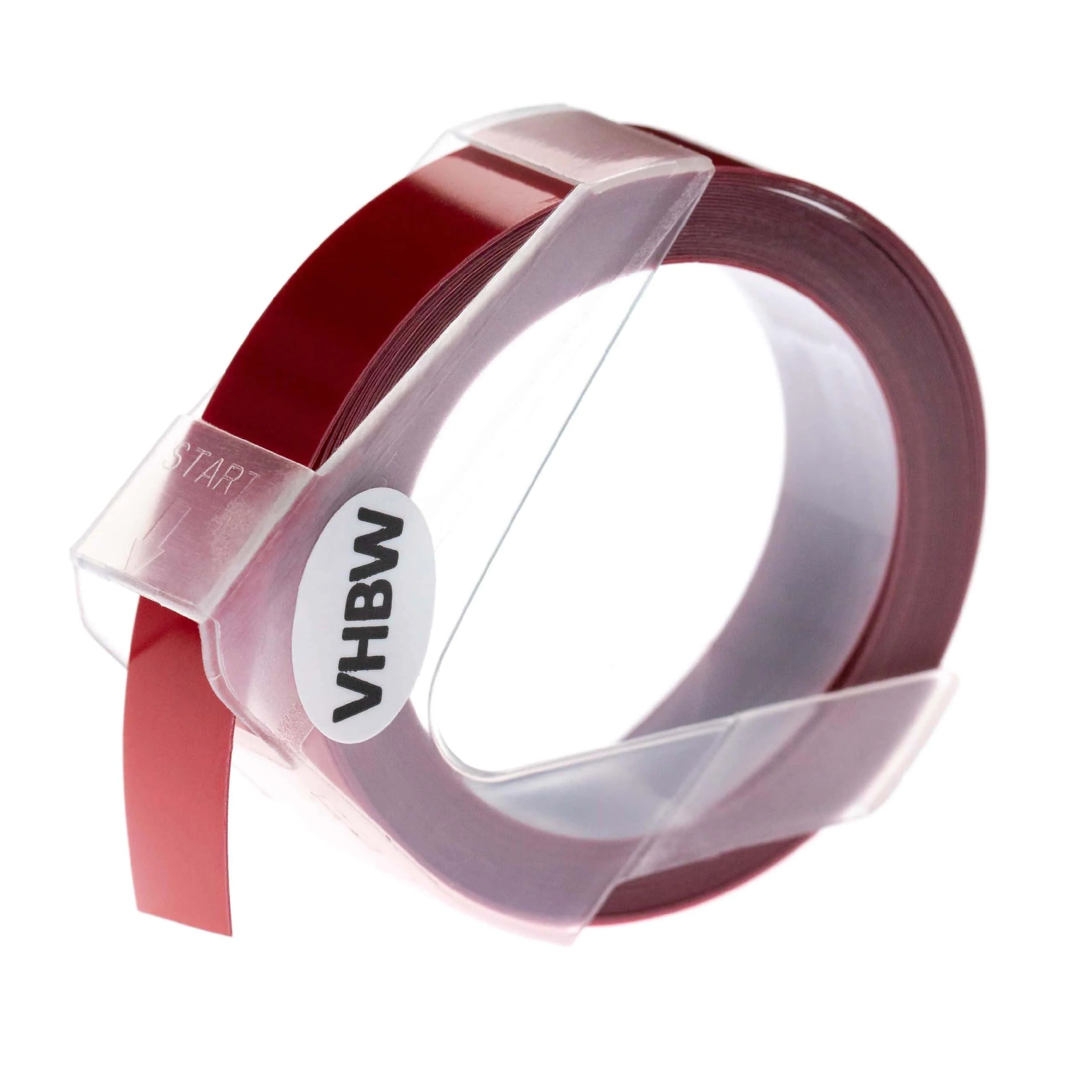 Cassette à ruban, gaufrage relief remplace Dymo 0898152 - 12mm lettrage Blanc ruban Rouge, plastique