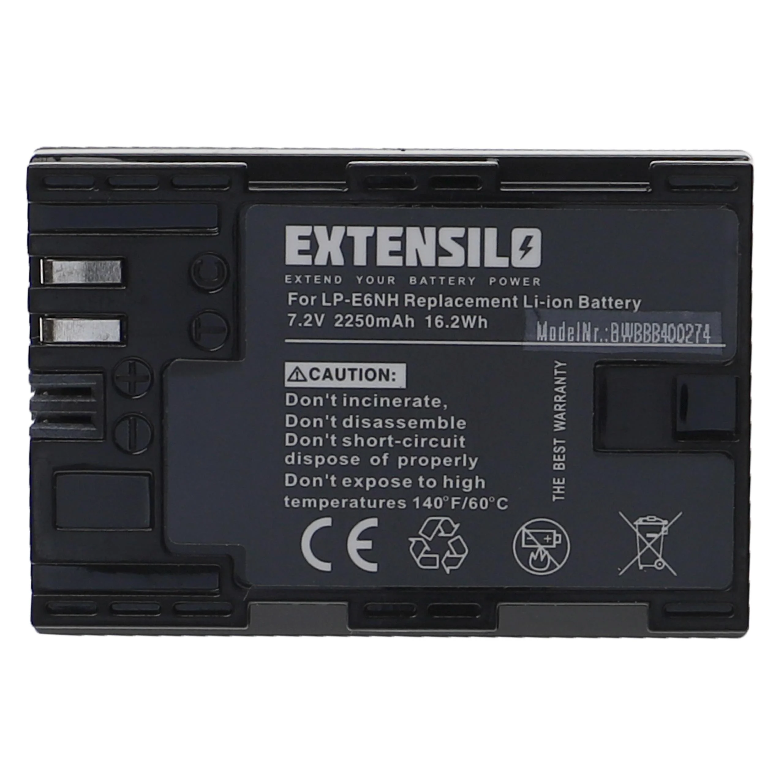 Batterie remplace Canon LP-E6, LP-E6NH pour appareil photo Blackmagic- 2250mAh 7,2V Li-ion