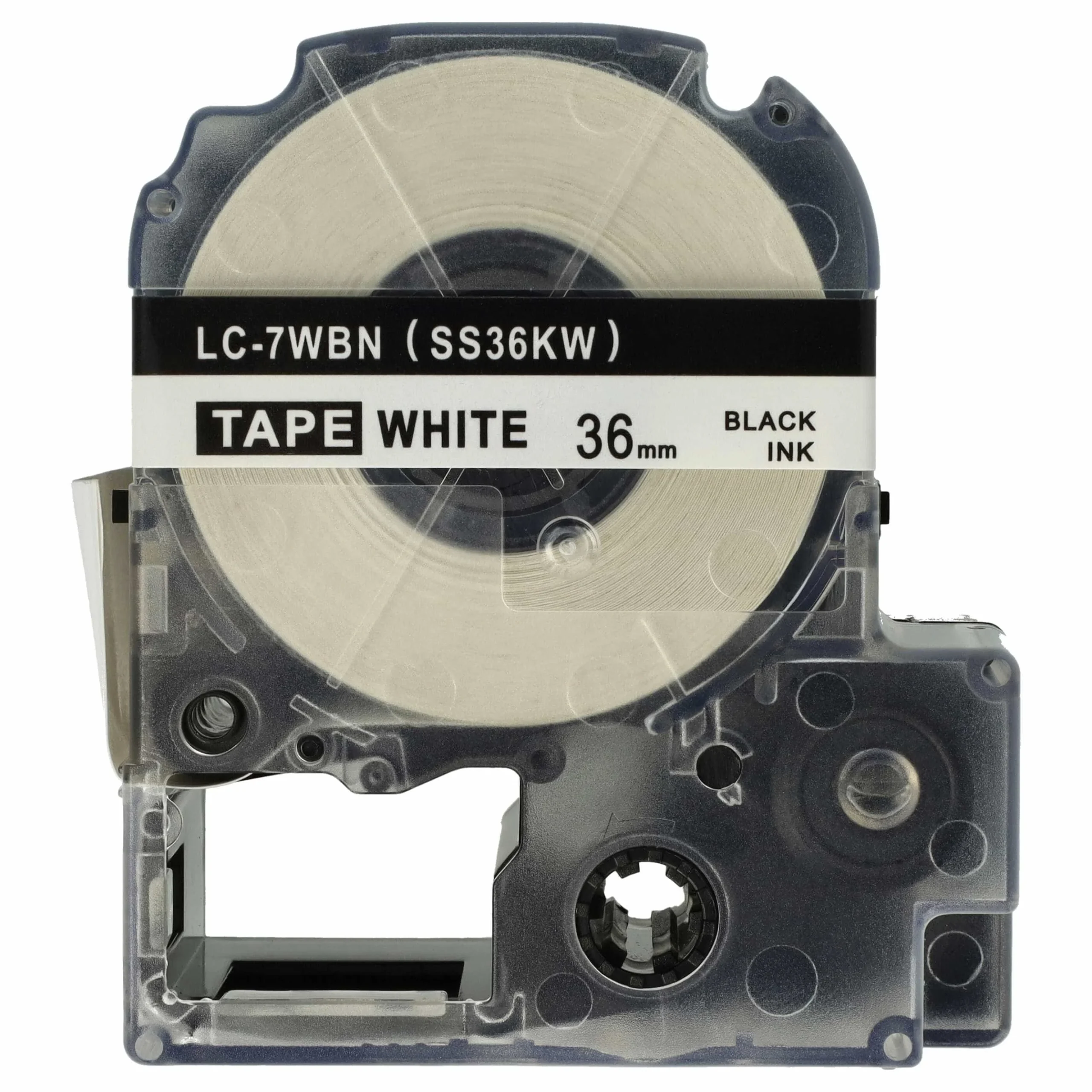 Cassette à ruban remplace Epson LC-7WBN - 36mm lettrage Noir ruban Blanc, plastique
