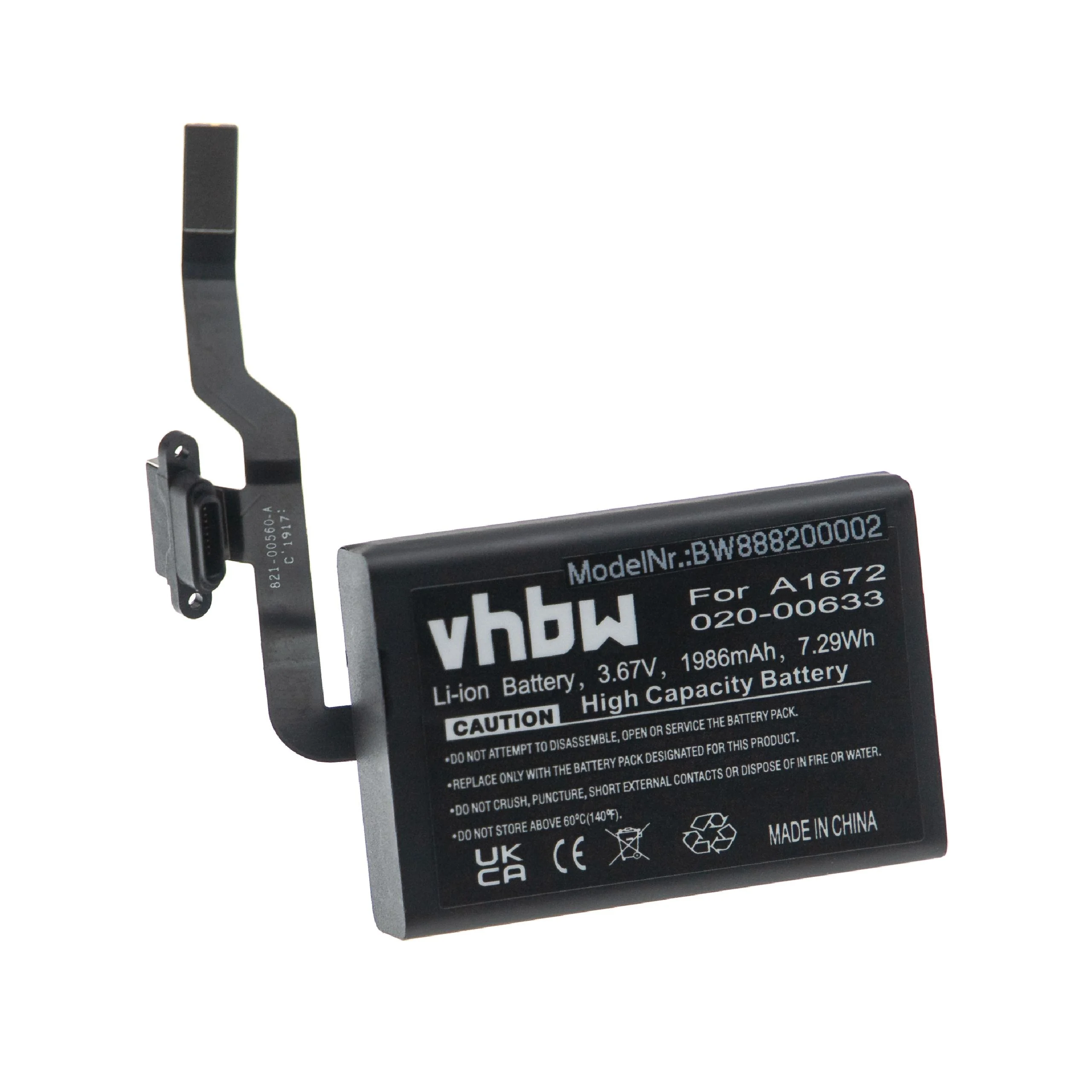 Batterie remplace Apple 020-00633, 020-00634 souris sans-fil - 1986mAh 3,67V Li-ion