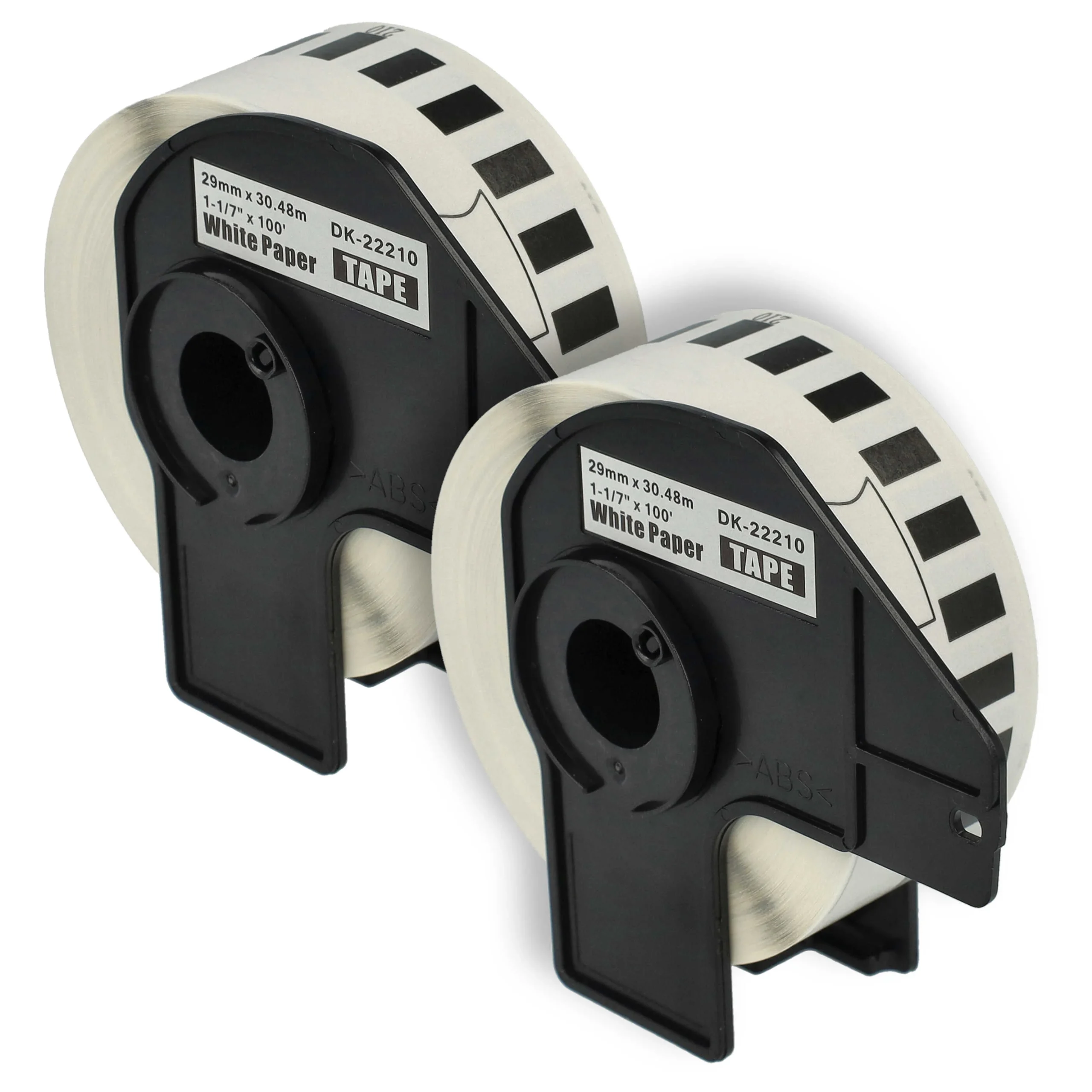 2x Étiquette remplacent Brother DK-22210 pour imprimante étiqueteuse - 29mm x 30,48m + support
