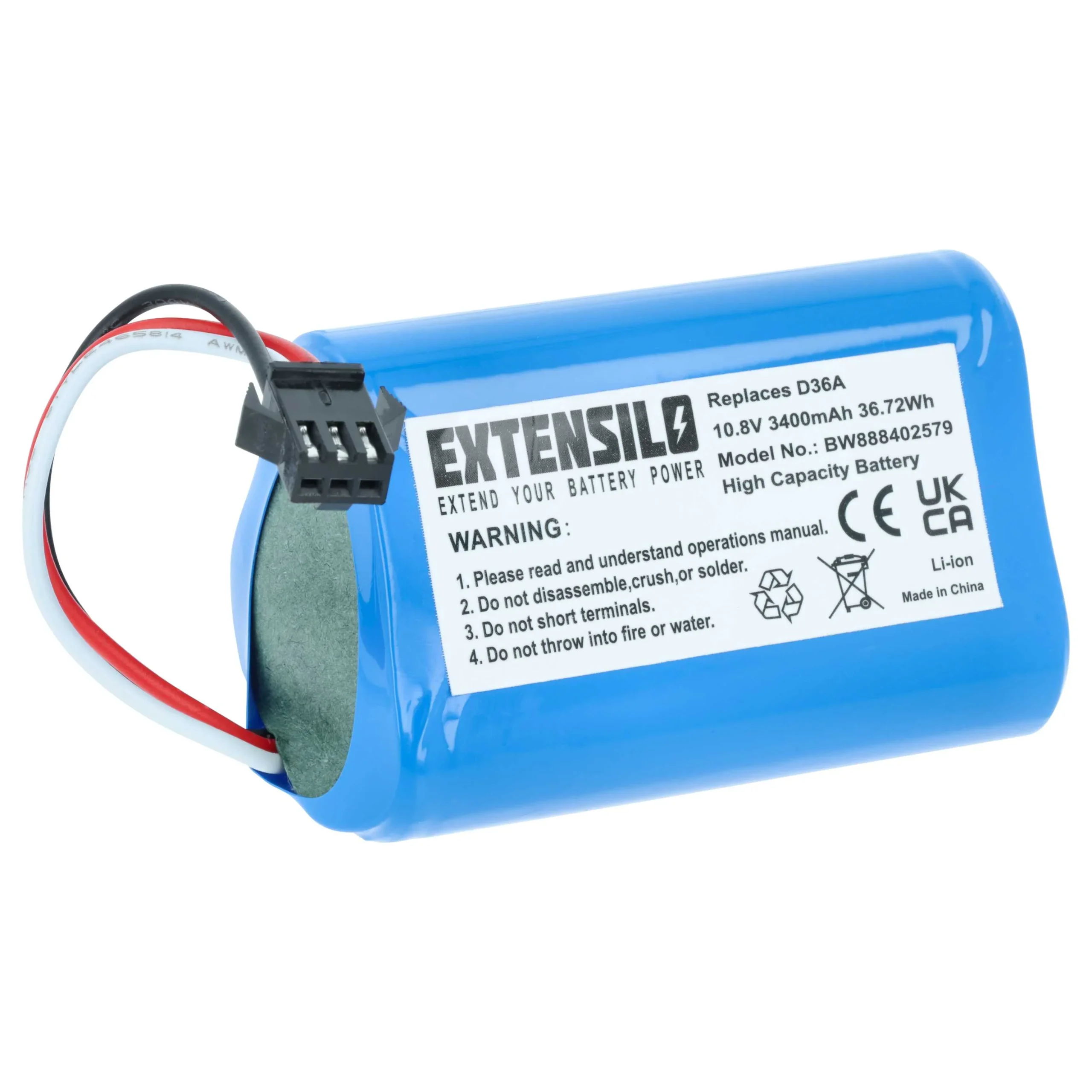 Batterie remplace Ecovacs ZJ1450, DA60-Darfon pour robot aspirateur Ecovacs - 3400mAh 10,8V Li-ion
