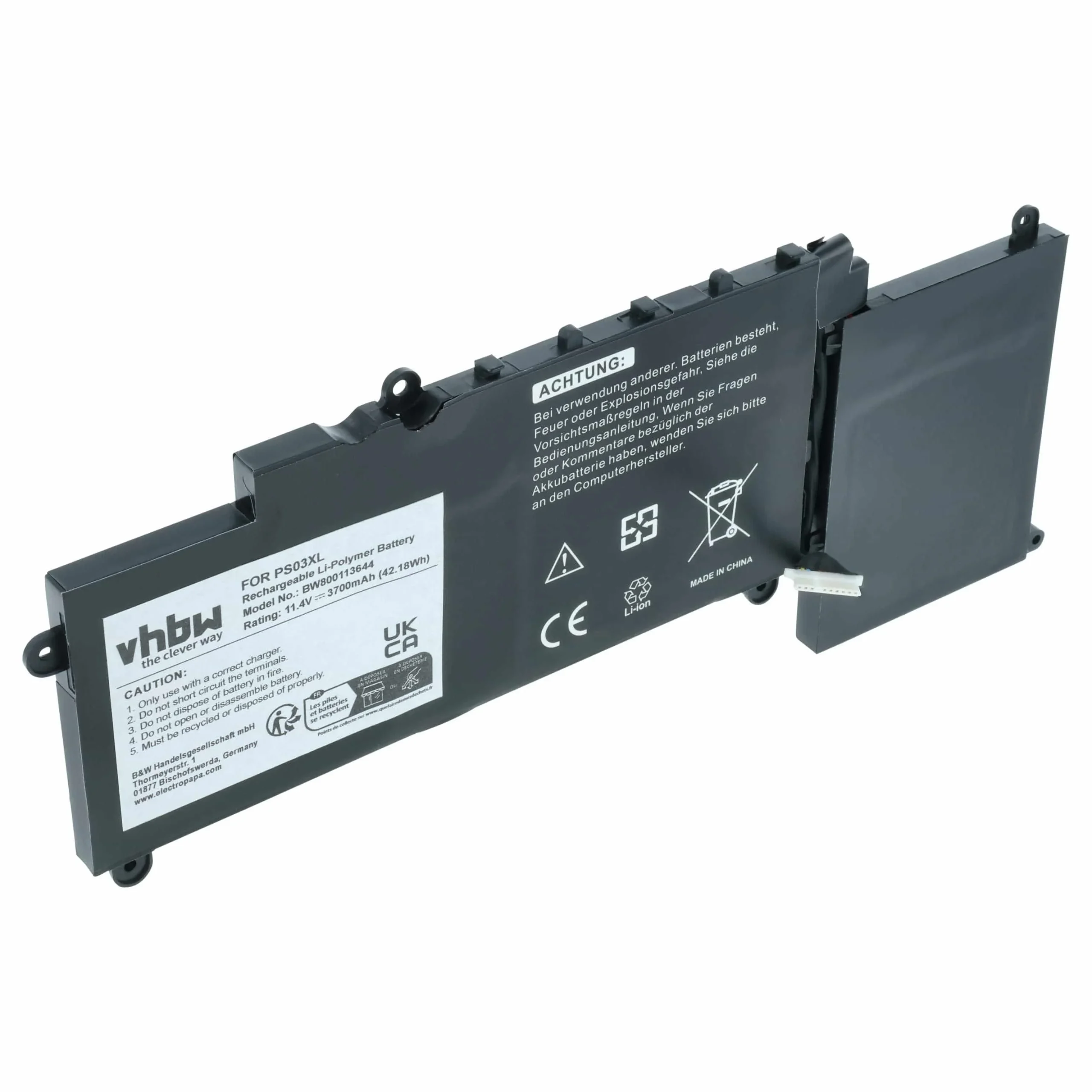 Batterie remplace HP 6EKHK01BB6O03Q, 1588-3003 pour ordinateur portable HP- 3700mAh 11,4V Li-polymère, noir
