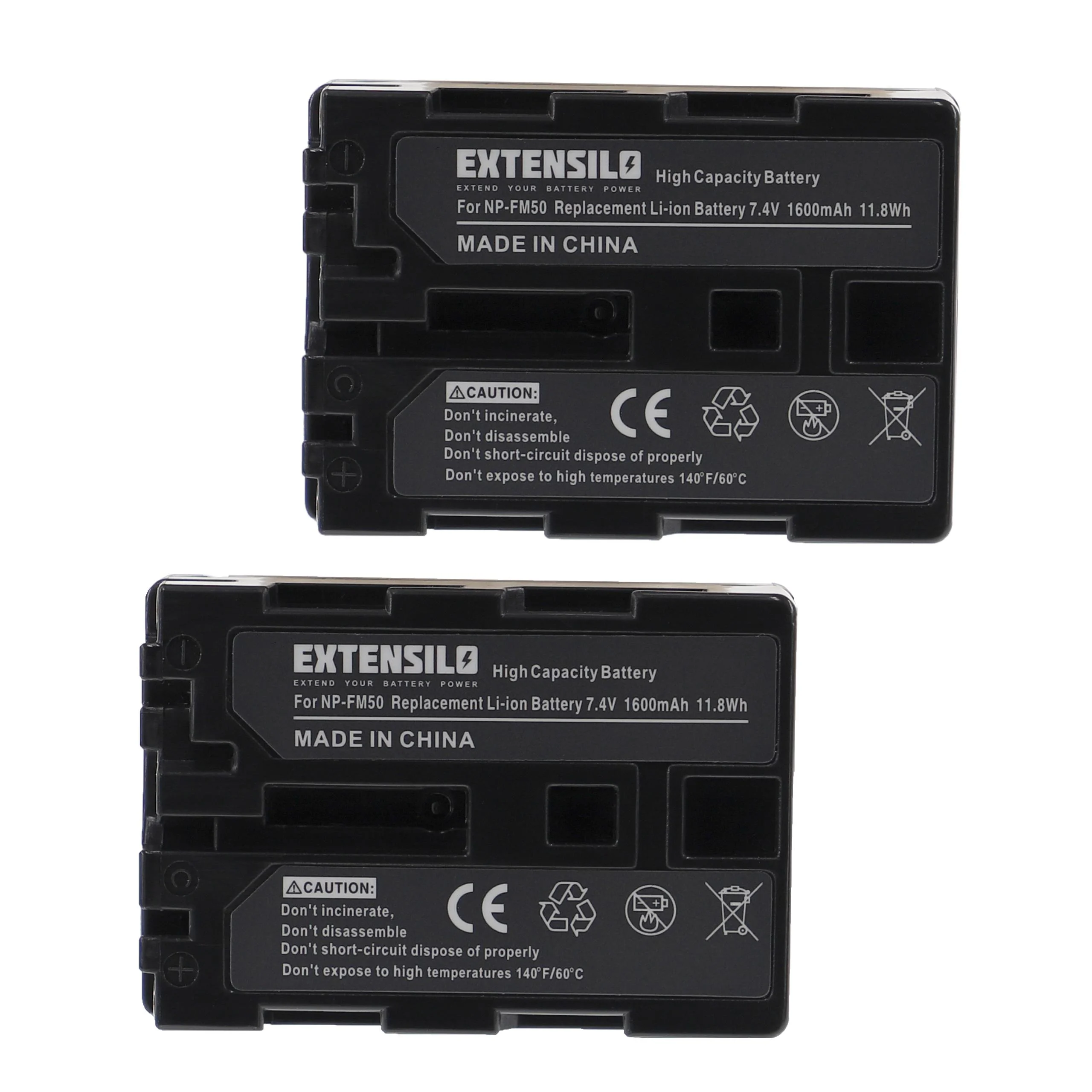 2x Batteries remplace Sony NP-FM55H, NP-FM70, NP-FM50, NP-FM30 pour appareil photo Trotec- 1600mAh 7,4V Li-ion