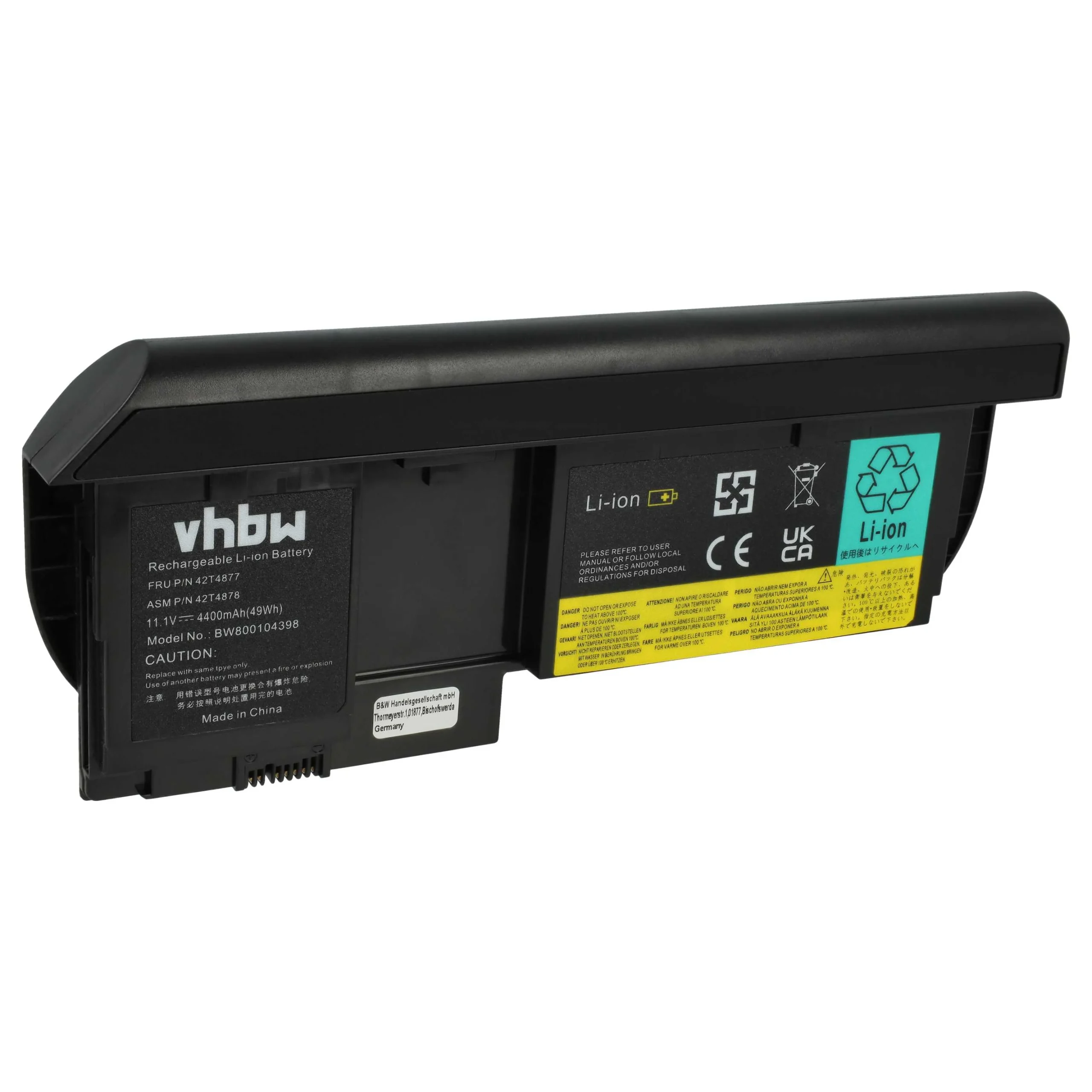 Batterie remplace Lenovo 0A36316, 0A36286, 0A36285 pour ordinateur portable Lenovo- 4400mAh 11,1V Li-ion, noir