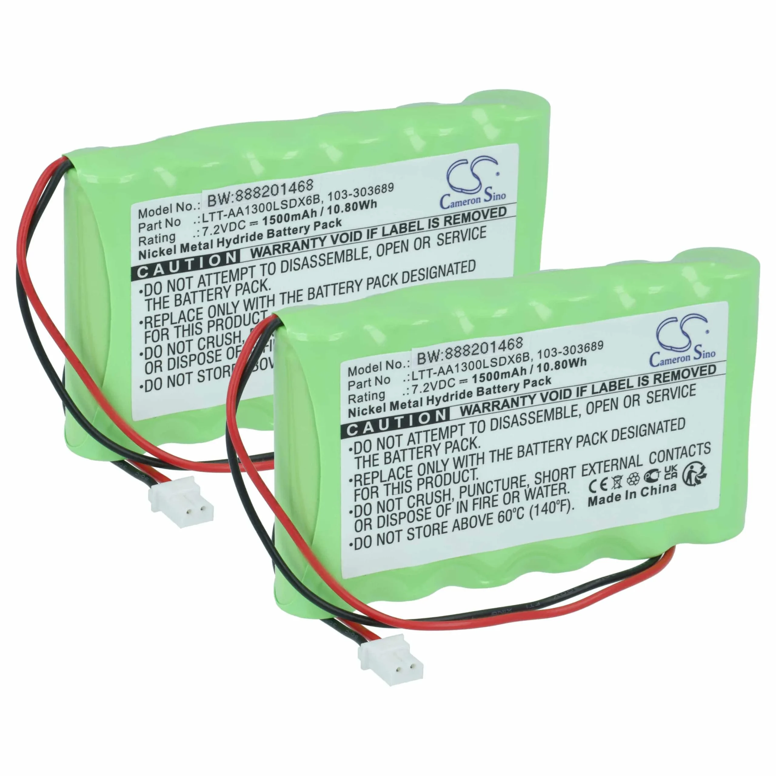 2x Batteries remplace Visonic 103-300691, 103-301179 pour centrale d'alarme Visonic - 1500mAh 7,2V NiMH