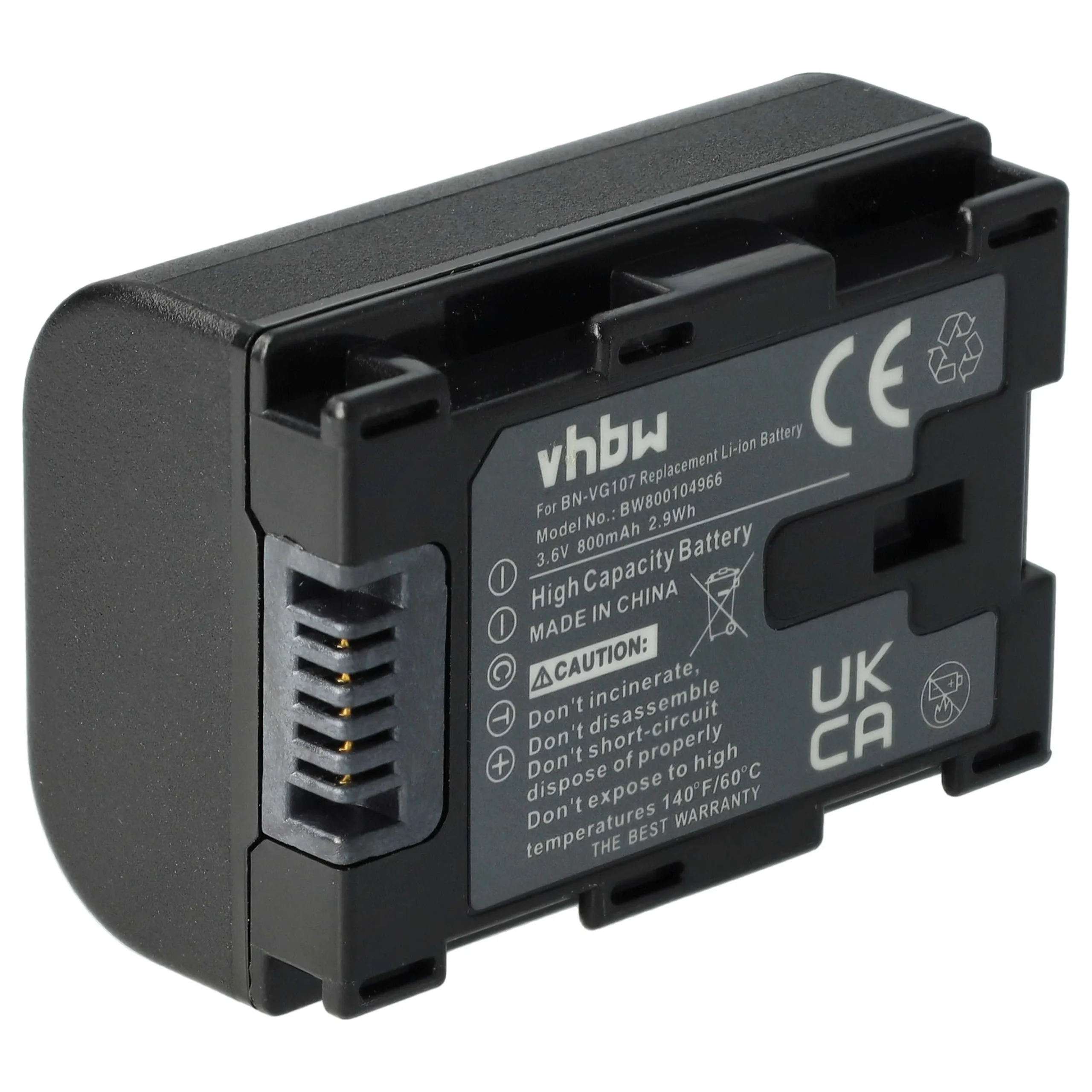 Batterie remplace JVC BN-VG107U, BN-VG107E, BN-VG107 pour caméscope JVC- 800mAh 3,6V Li-ion avec puce