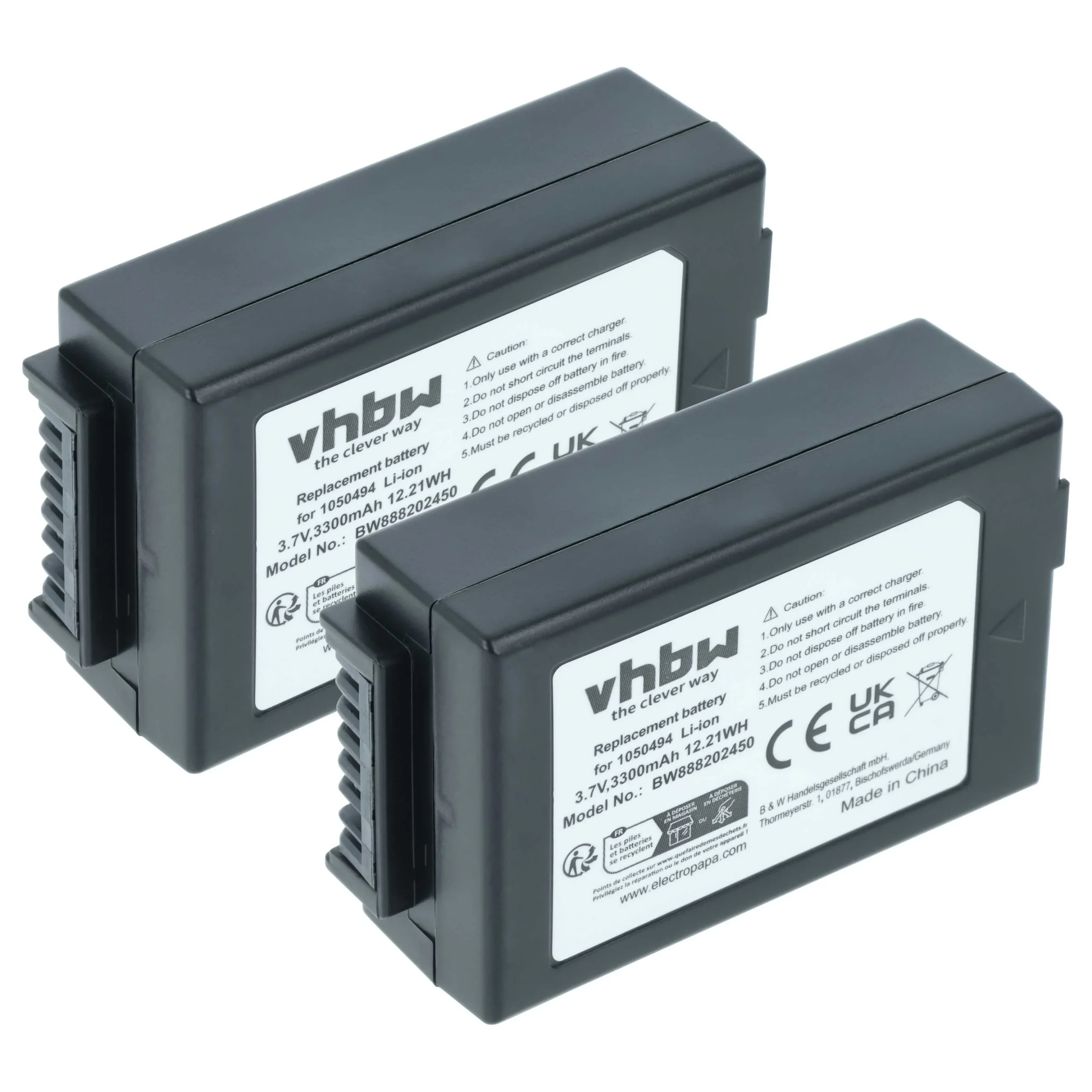 2x Batteries remplace Psion 1050494, 1050494-002 pour ordinateur de poche Psion Teklogix - 3300mAh 3,7V Li-ion