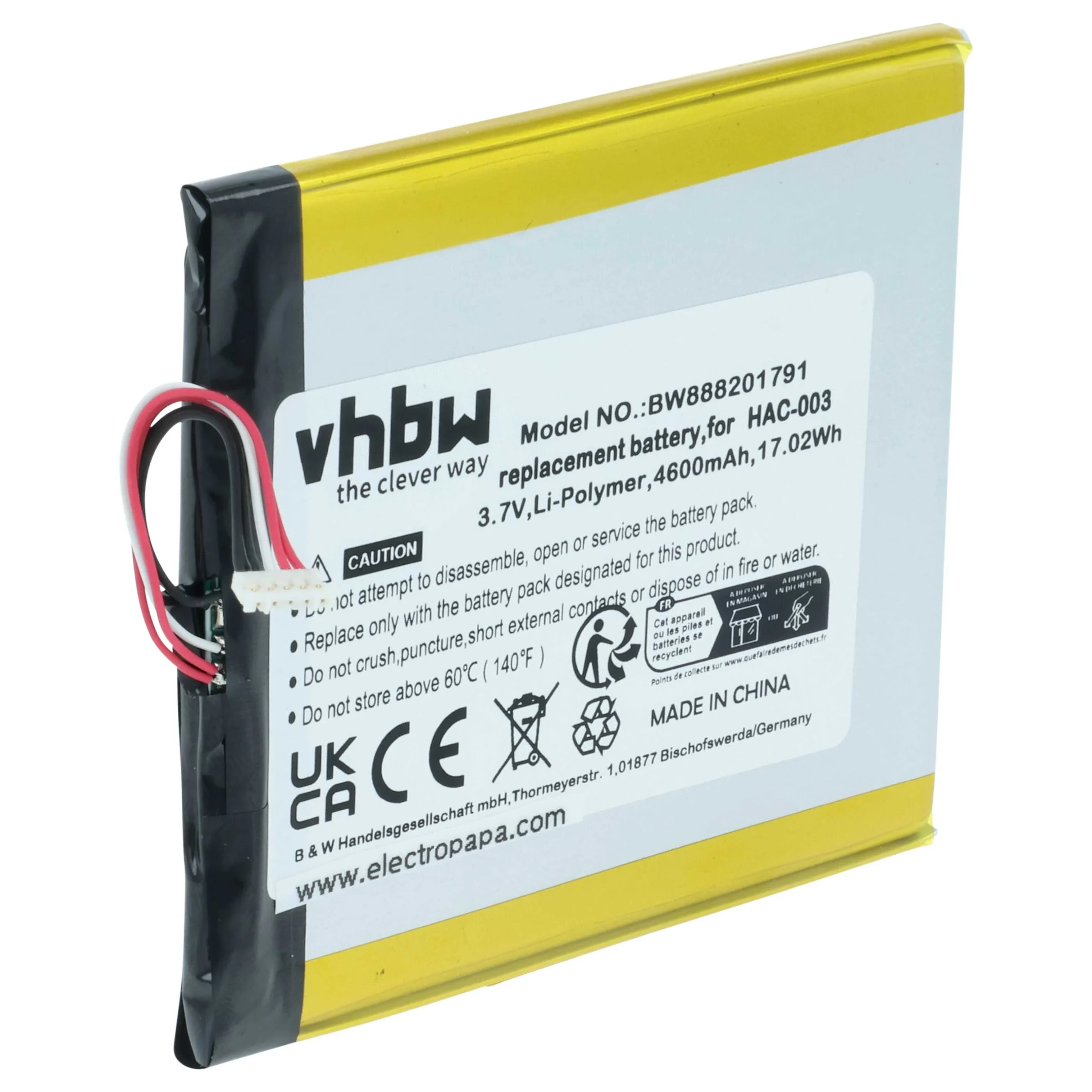 Batterie remplace Nintendo HAC-A-BPHAT-C0, HAC-003 console de jeux - 4600mAh 3,7V Li-polymère