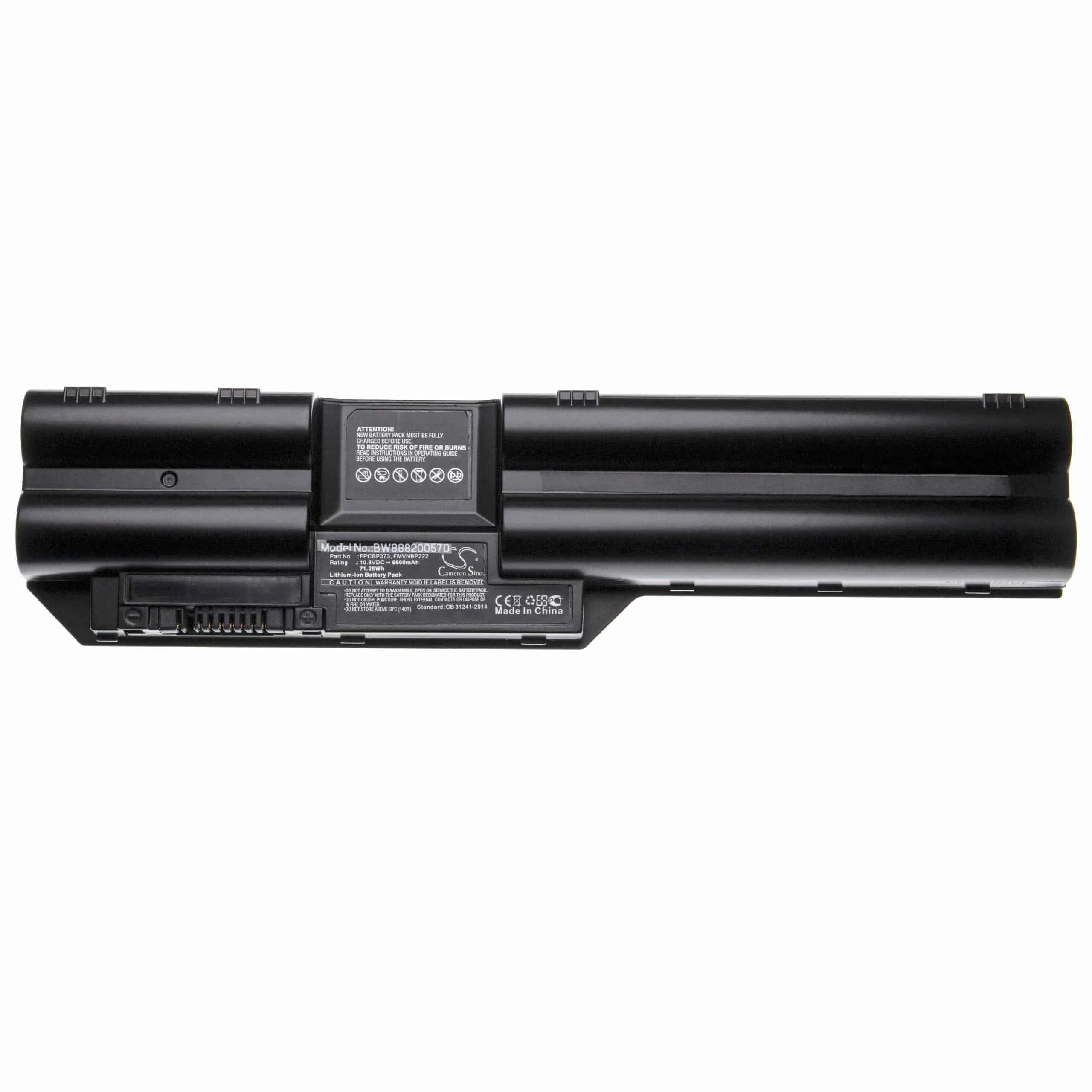 Batterie remplace Fujitsu FMVNBP222, FPCBP373 pour ordinateur portable Fujitsu- 6600mAh 10,8V Li-ion, noir
