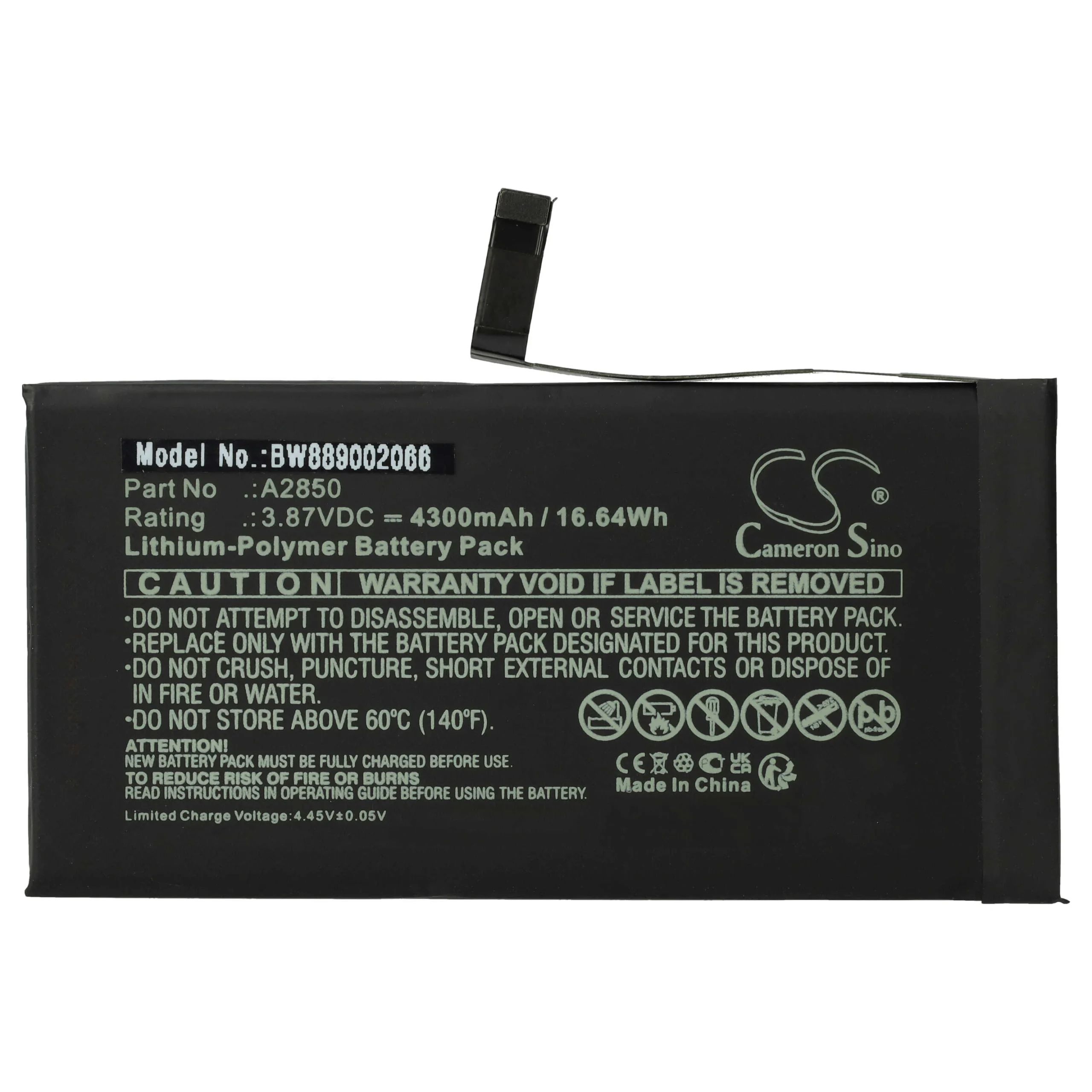 Batterie remplace Apple A2850 téléphone portable Apple - 4300mAh 3,87V Li-polymère