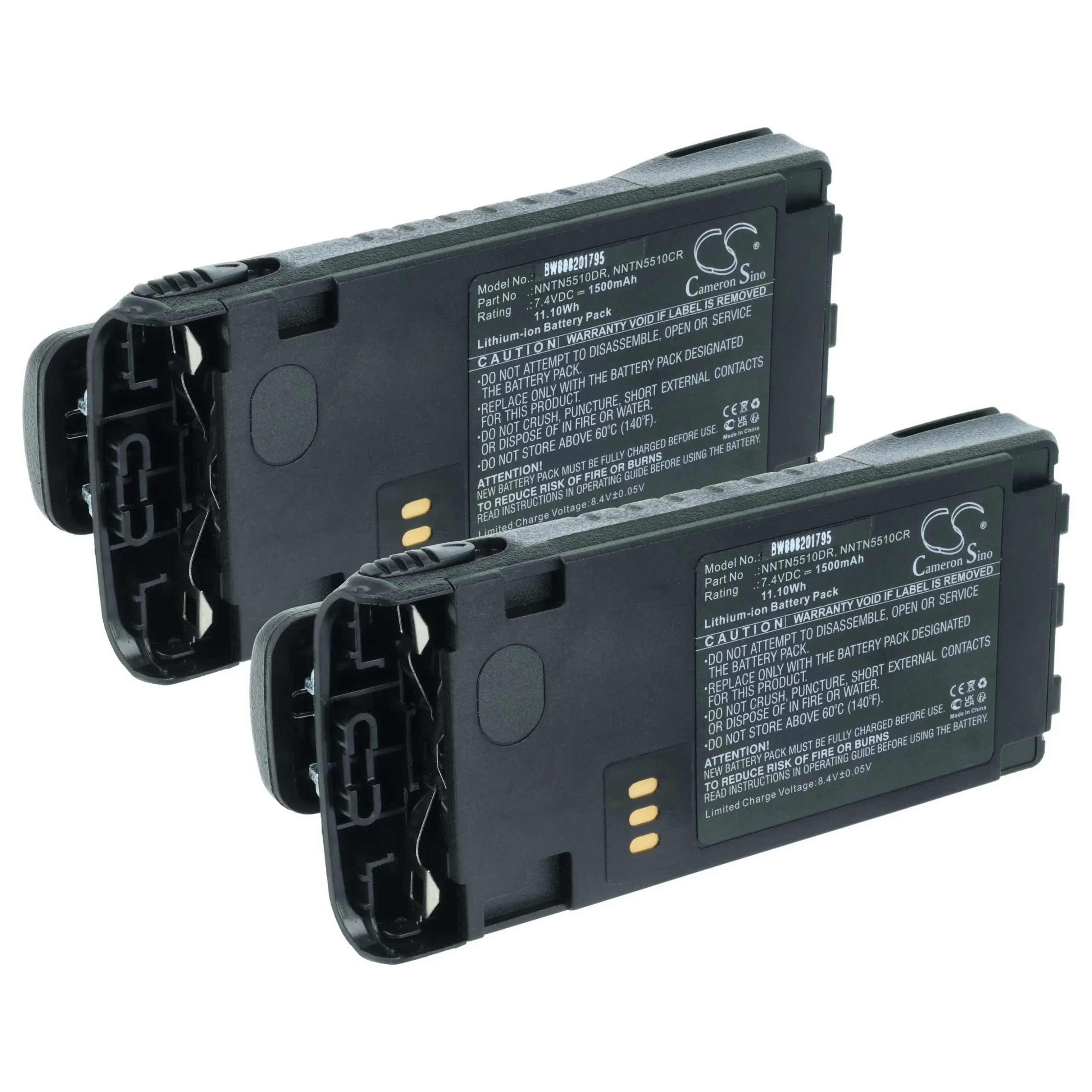 2x Batteries remplace Motorola NNTN5510, NNTN5510AR pour radio talkie-walkie Motorola- 1500mAh 7,4V Li-ion