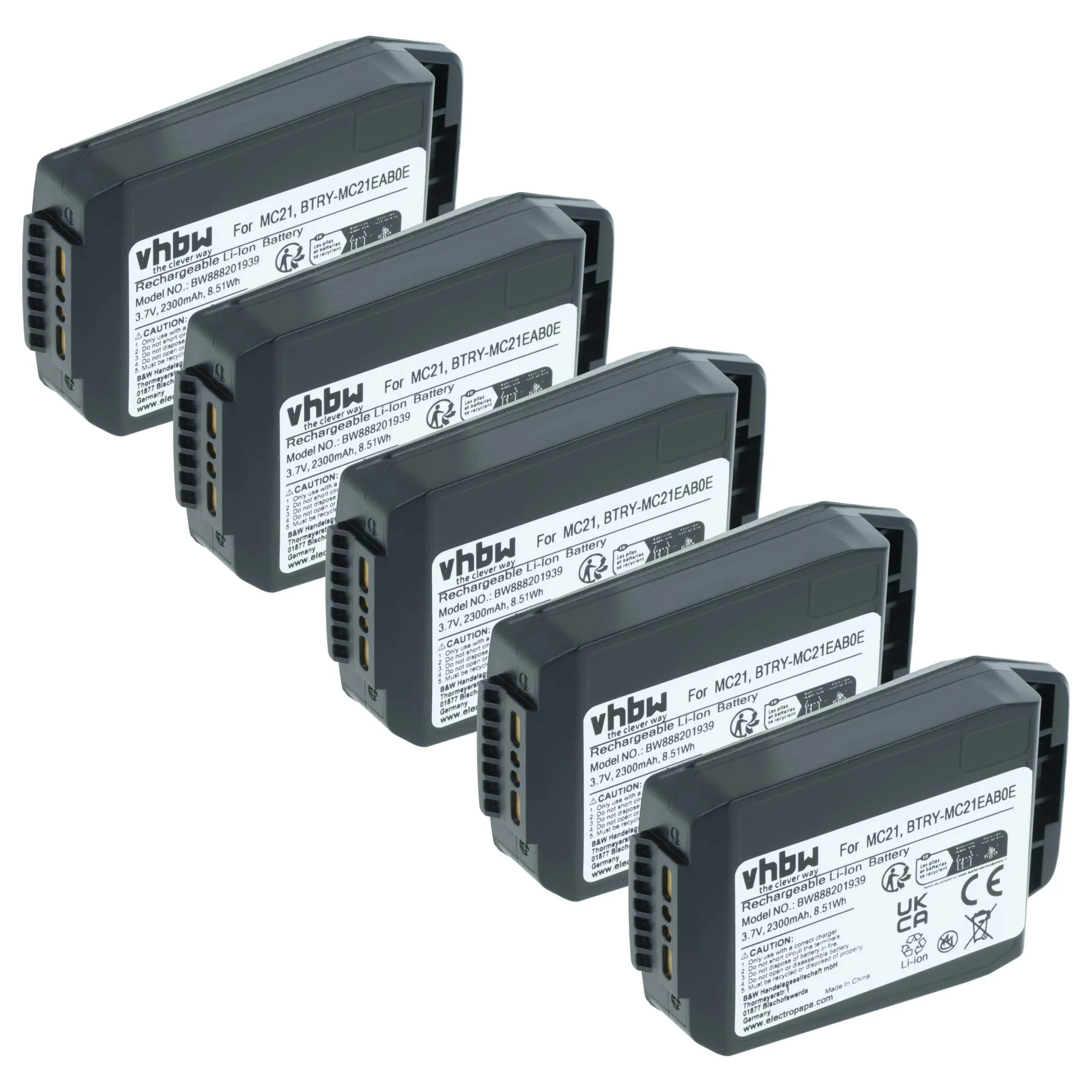5x Batteries remplace Motorola 82-105612-01 pour ordinateur de poche Motorola - 2300mAh 3,7V Li-ion