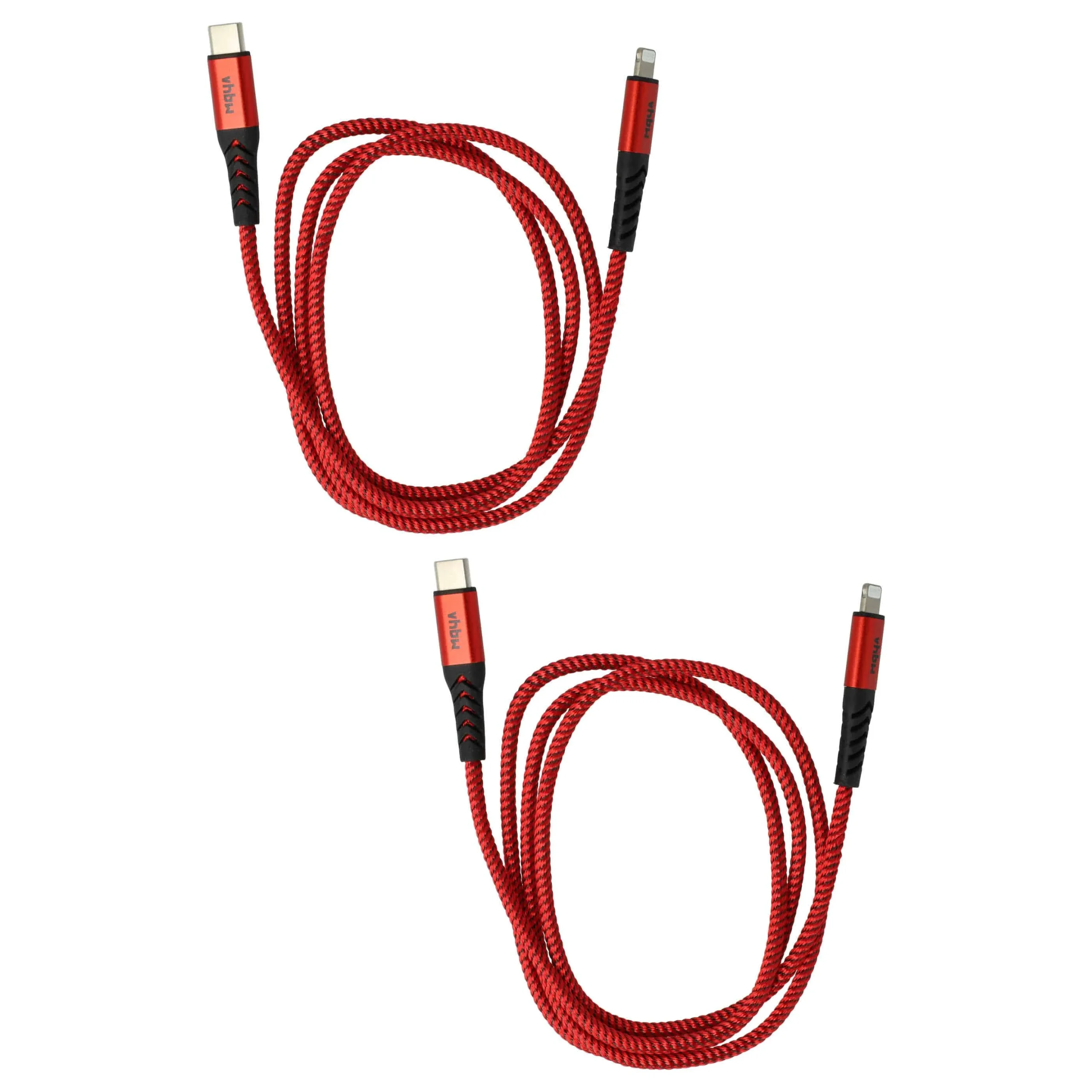 2x Câbles Lightning vers USB C, Thunderbolt 3 pour iOS Apple MacBook - noir / rouge, 100cm